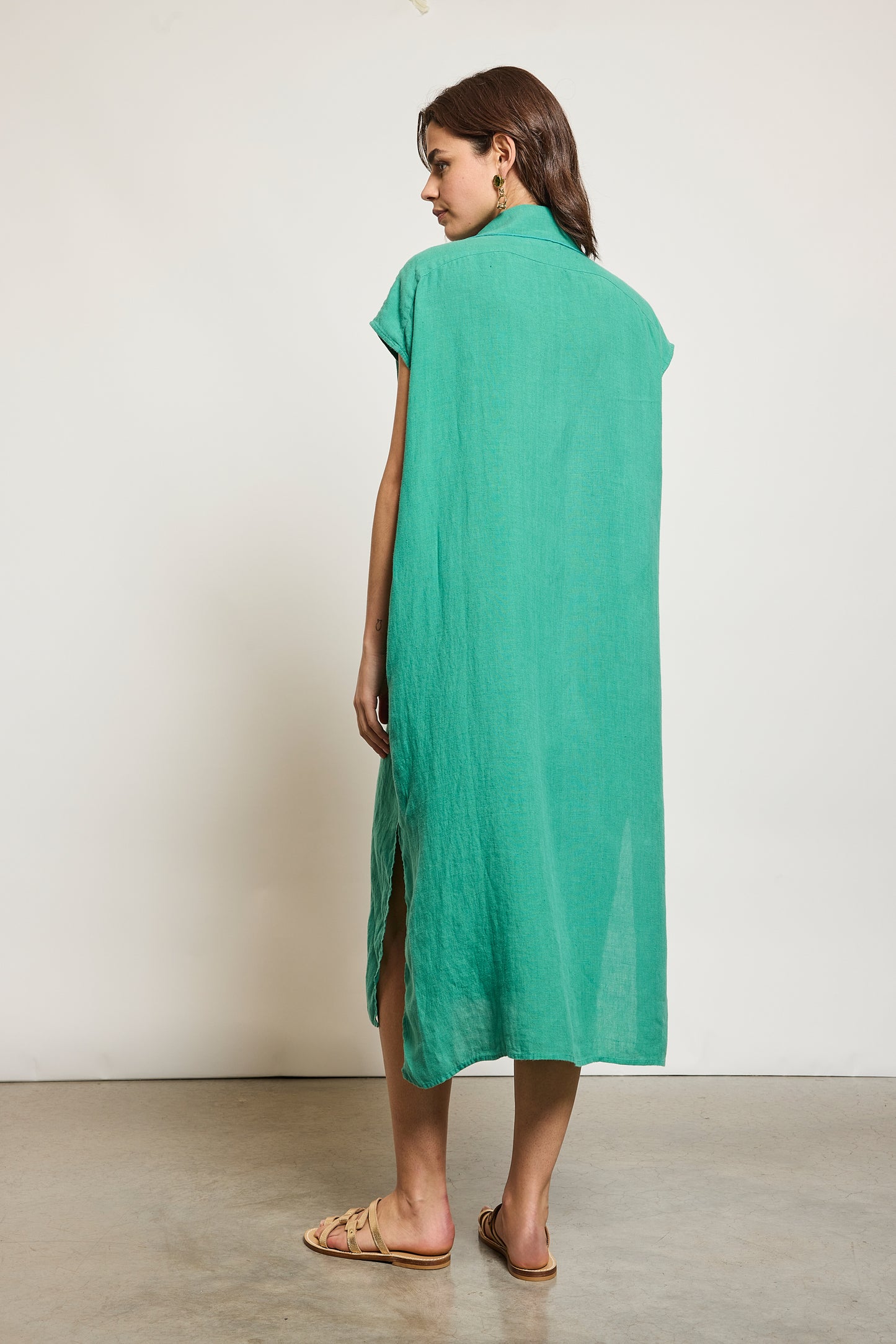 ROBE EN LIN TROUSSEAU MENTHE