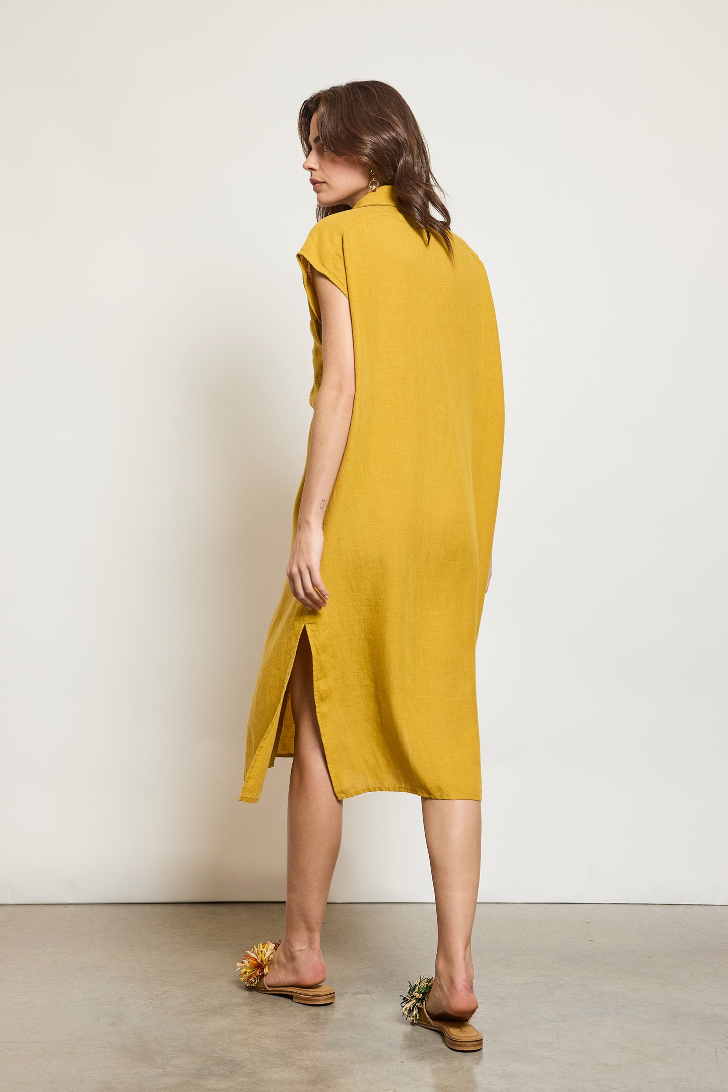 ROBE EN LIN TROUSSEAU SAFRAN