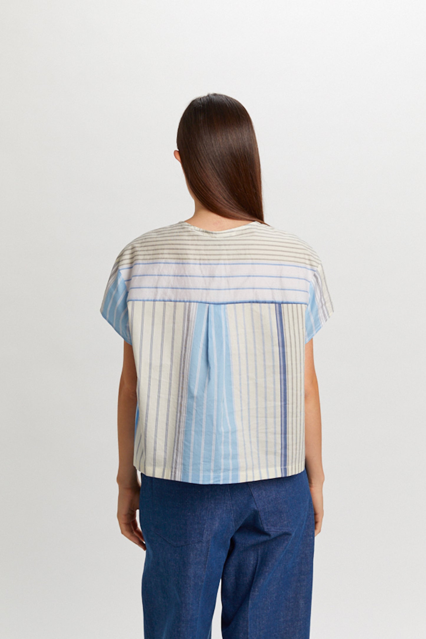 T-SHIRT RAYURES CIEL