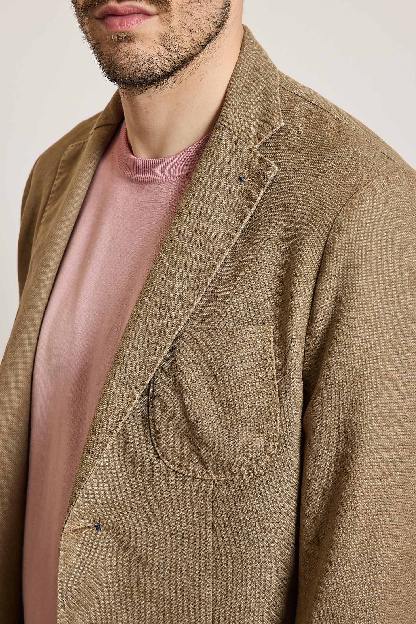 VESTE EN PIQUÉ DE COTON HAVANE
