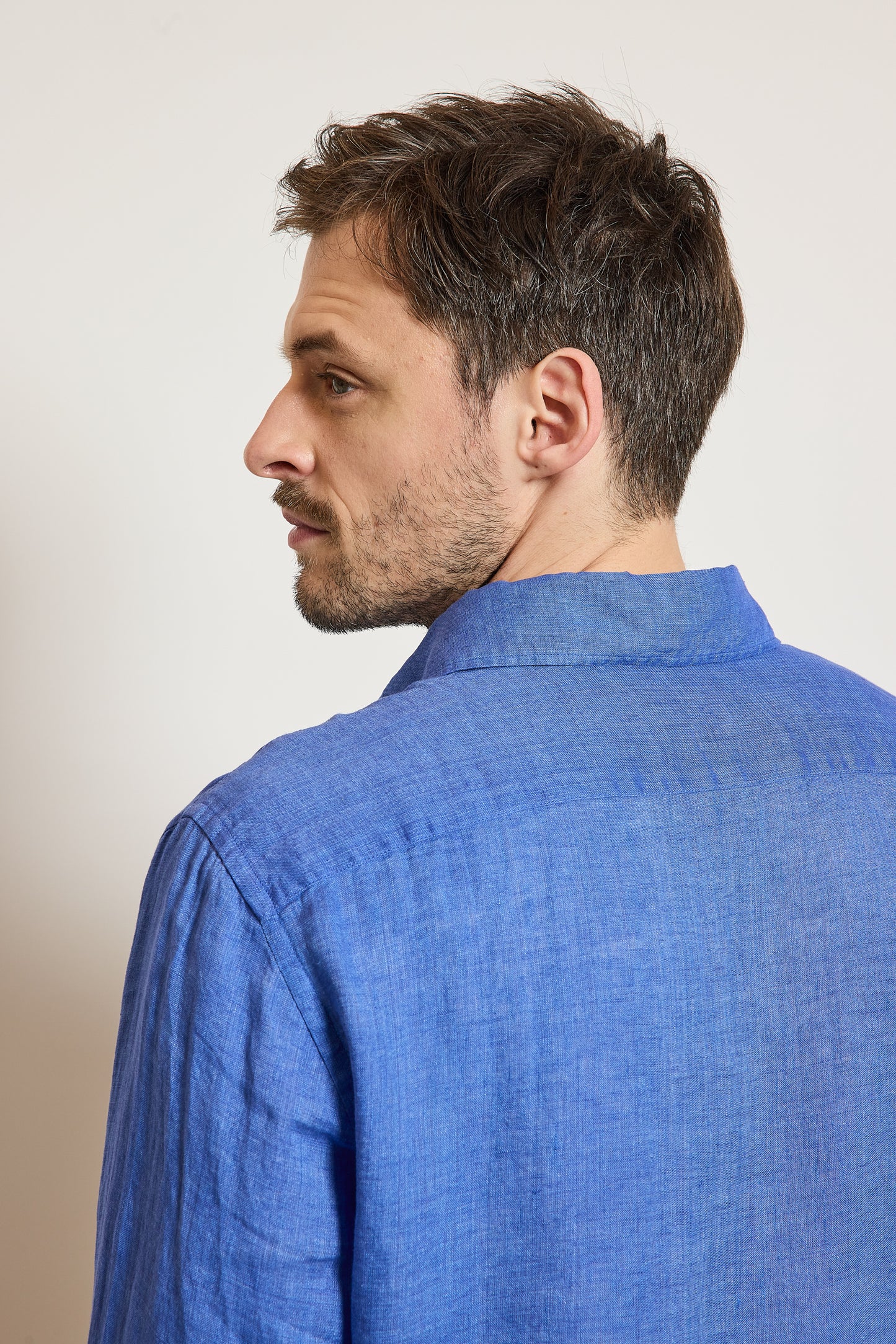 CHEMISE POLO EN LIN INDIGO