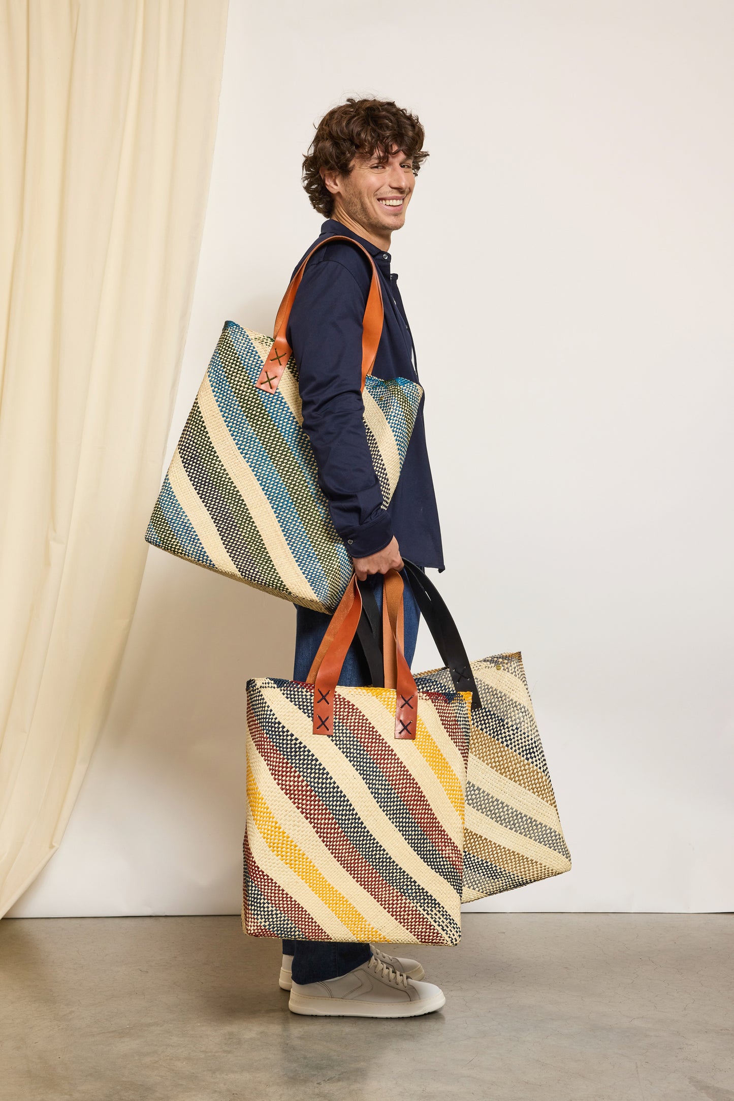 CABAS À RAYURES JAUNE