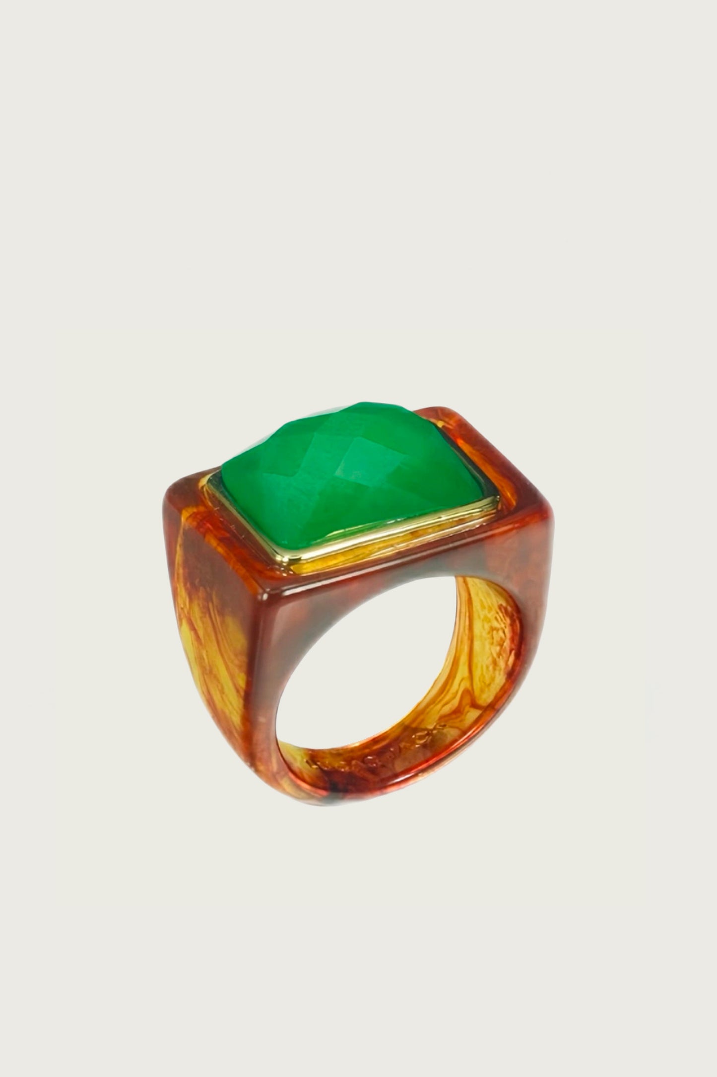 BAGUE UNO AMBRE QUARTZ VERT
