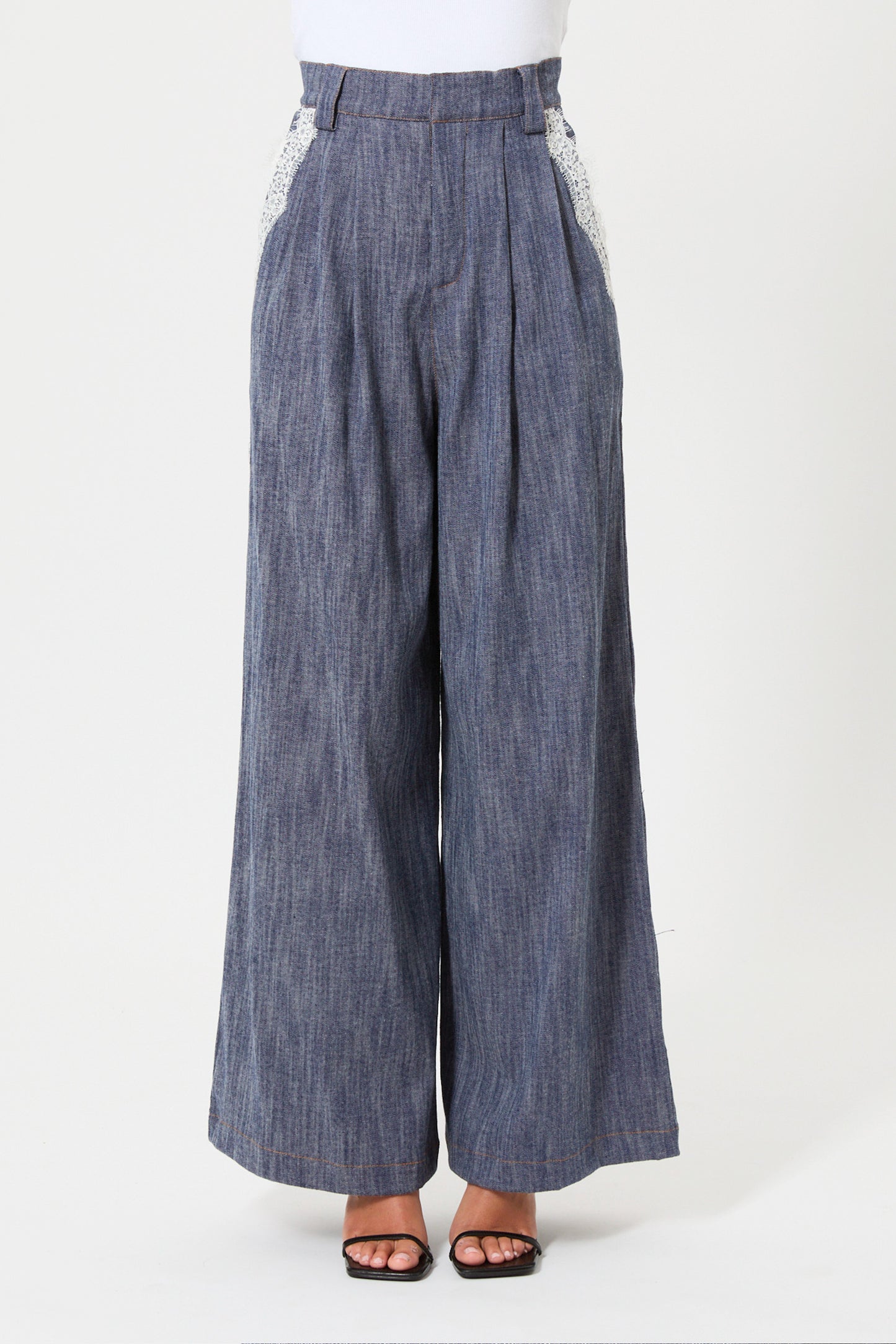 PANTALON À PINCES BLEU