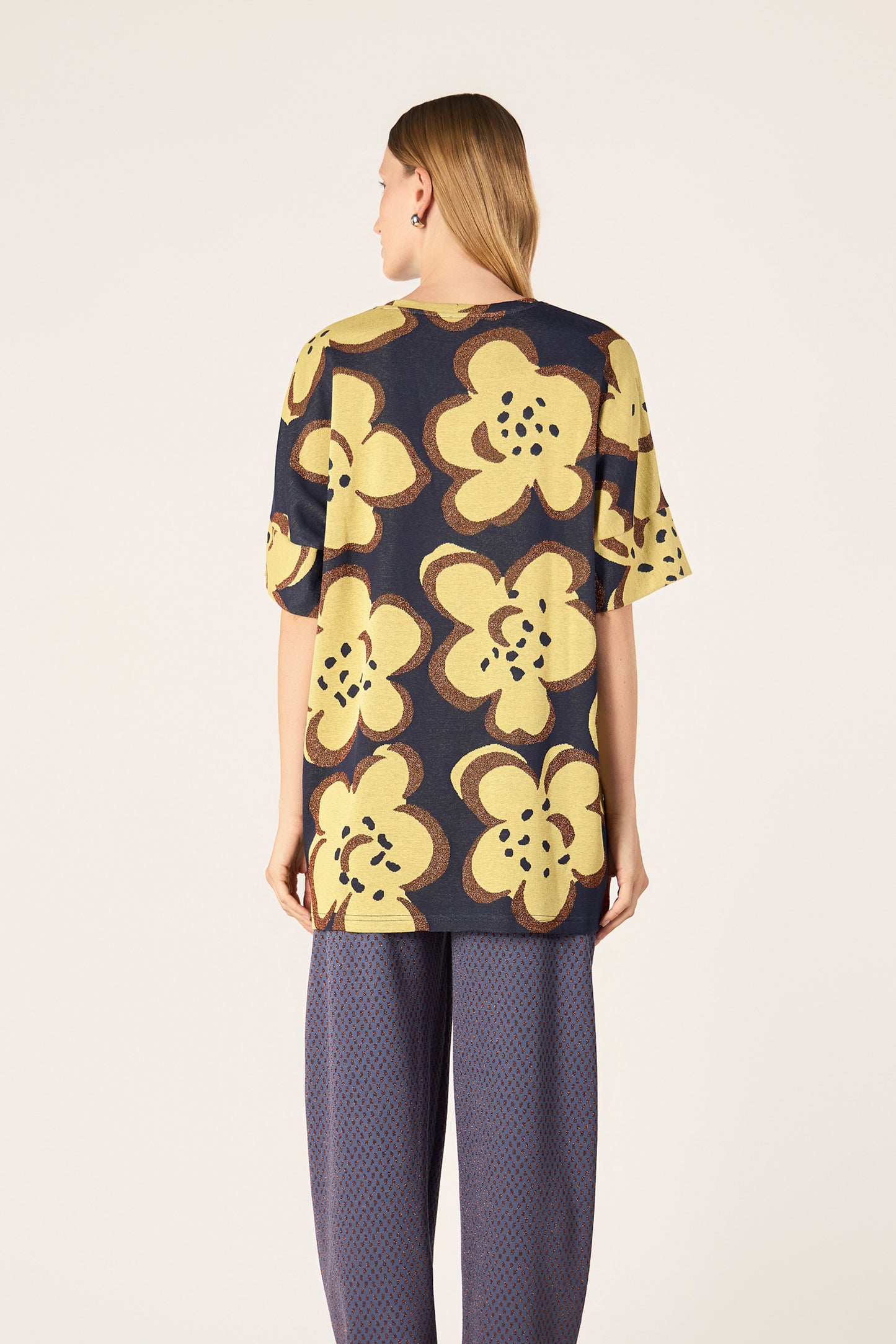 T-SHIRT EN LUREX MARINE