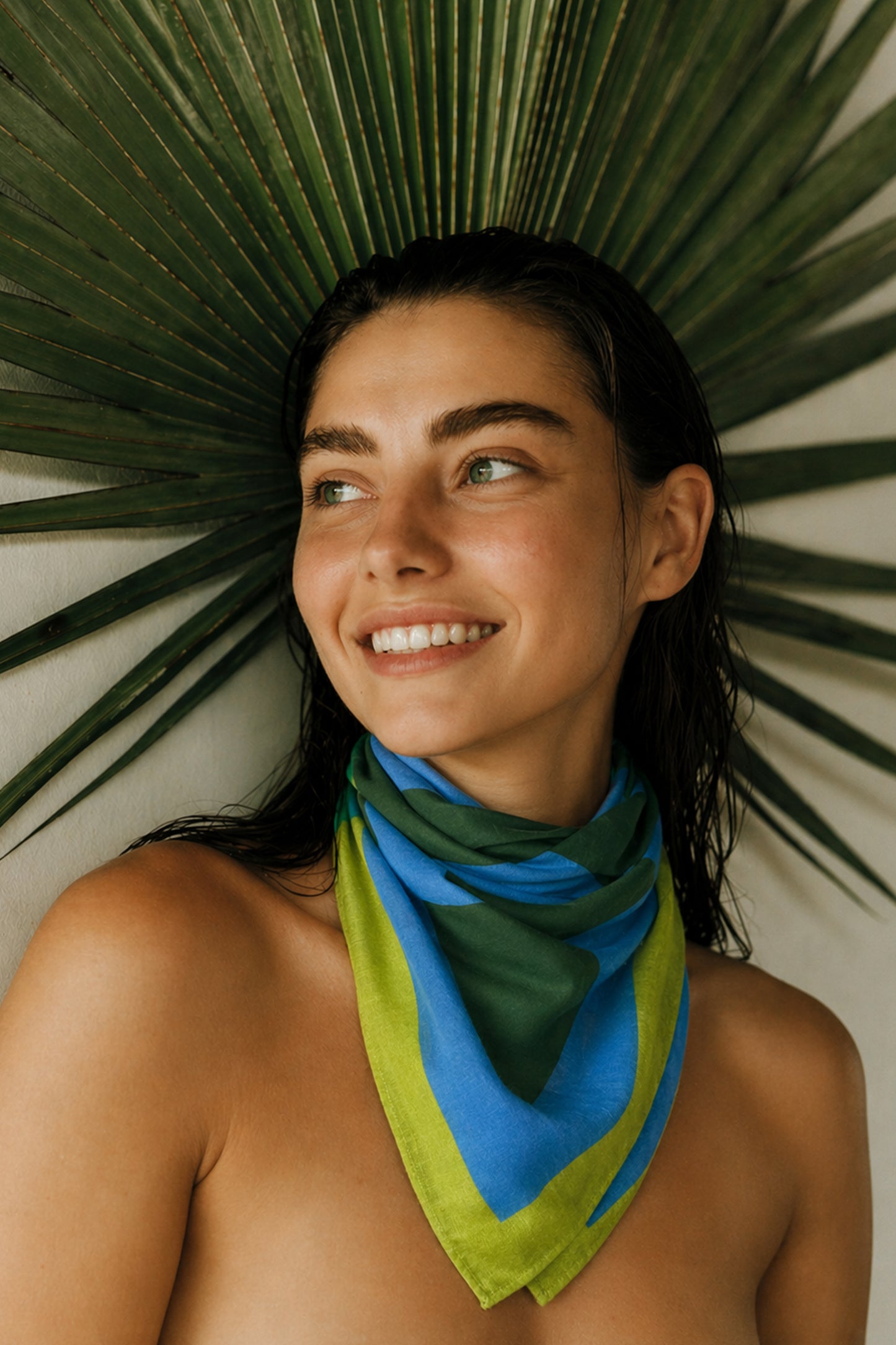 BANDANA RAYÉ EN COTON BLEU