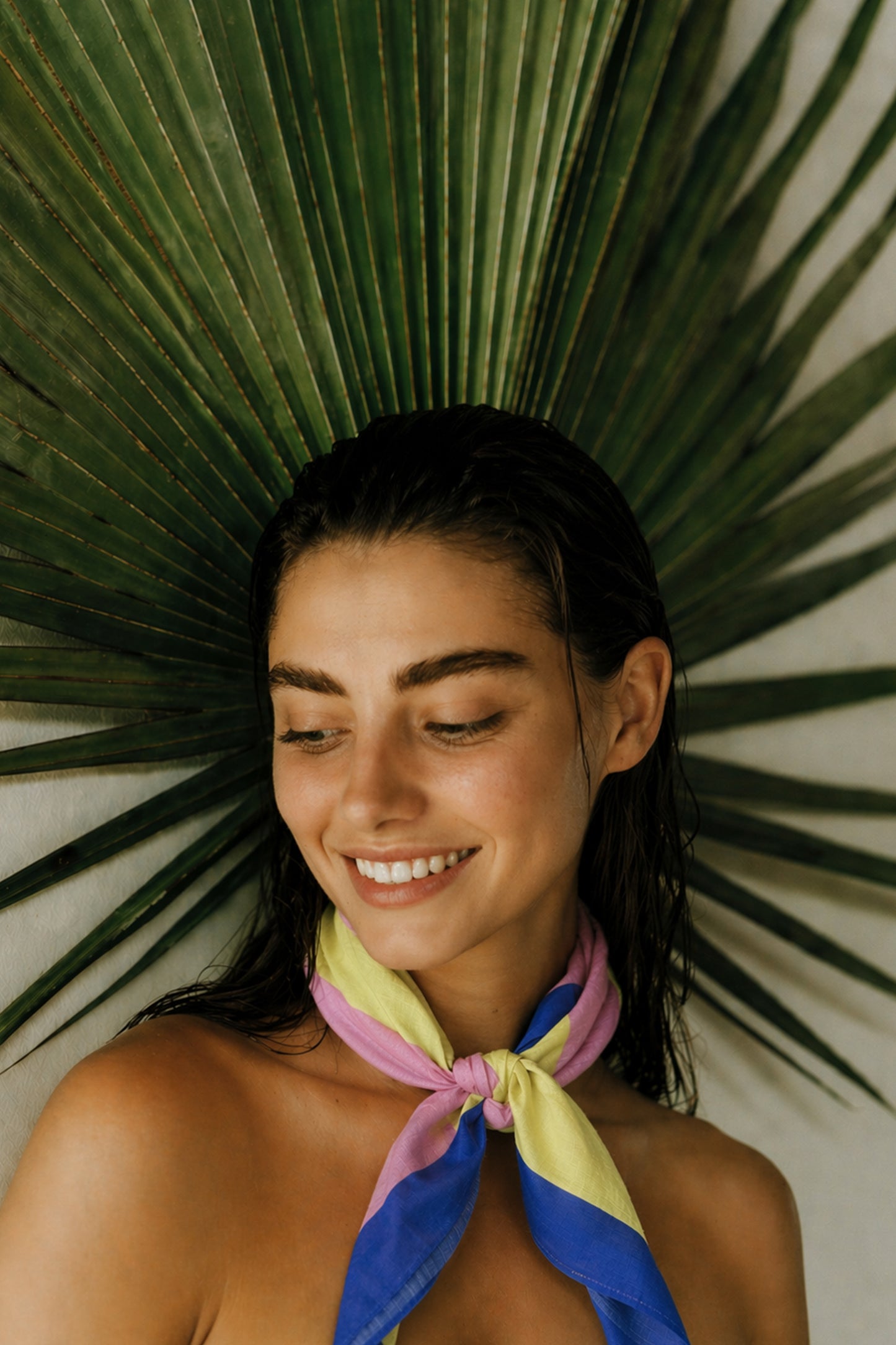 BANDANA RAYÉ EN COTON LIME