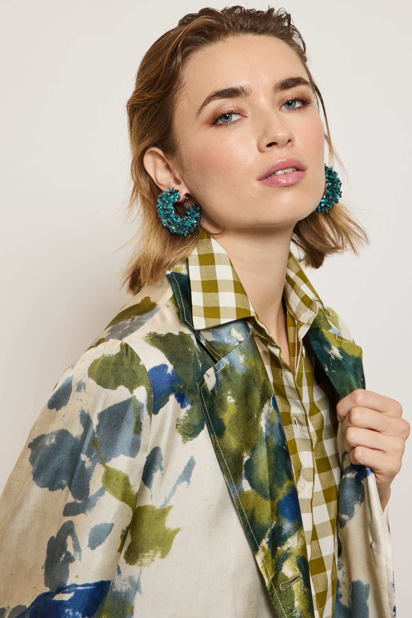 MANTEAU EN SOIE BLEU