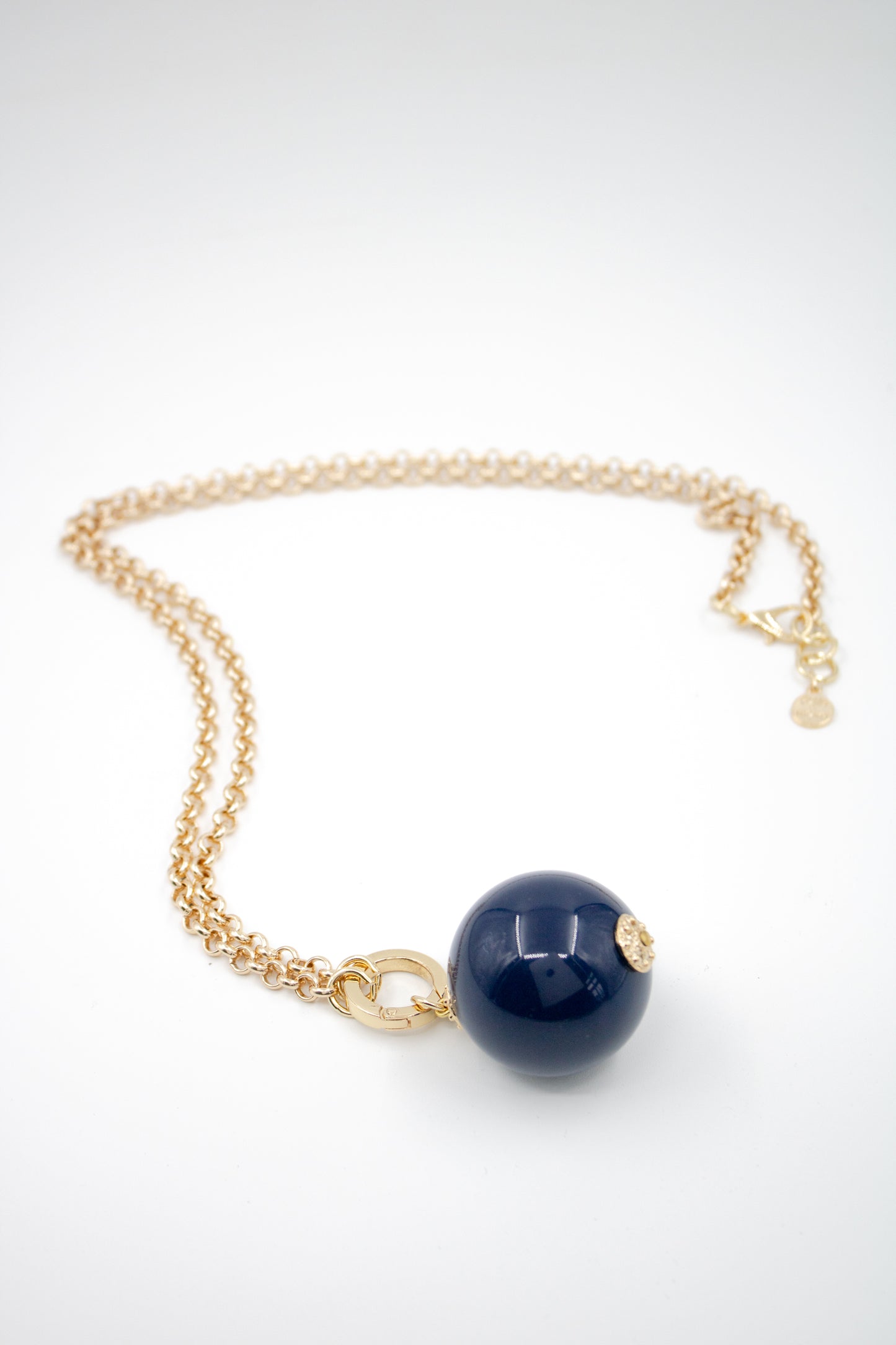 BLUE BALL CHAIN GOLD