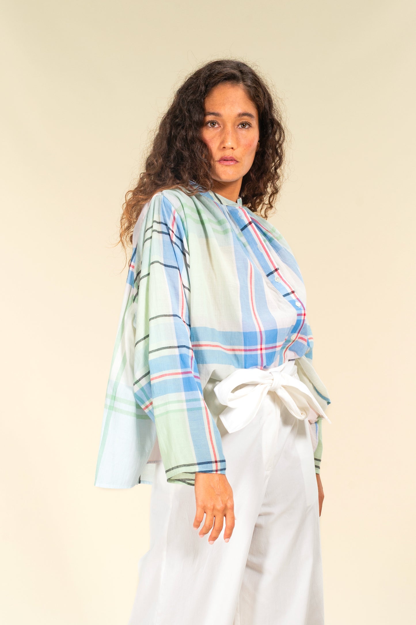 CHEMISE EN VOILE DE COTON CIEL