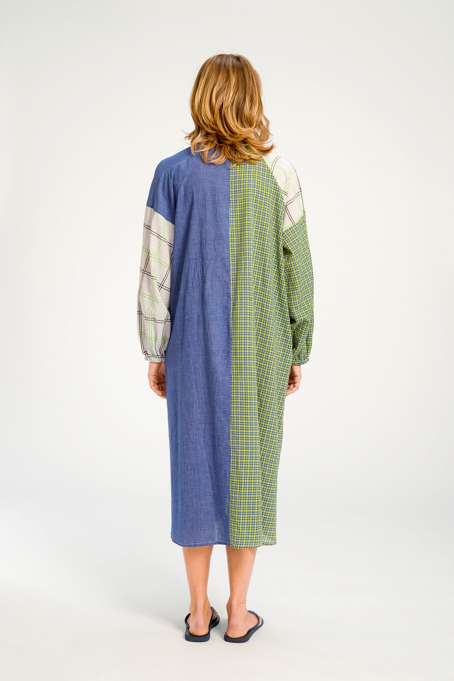 ROBE EN VOILE DE COTON BLEU