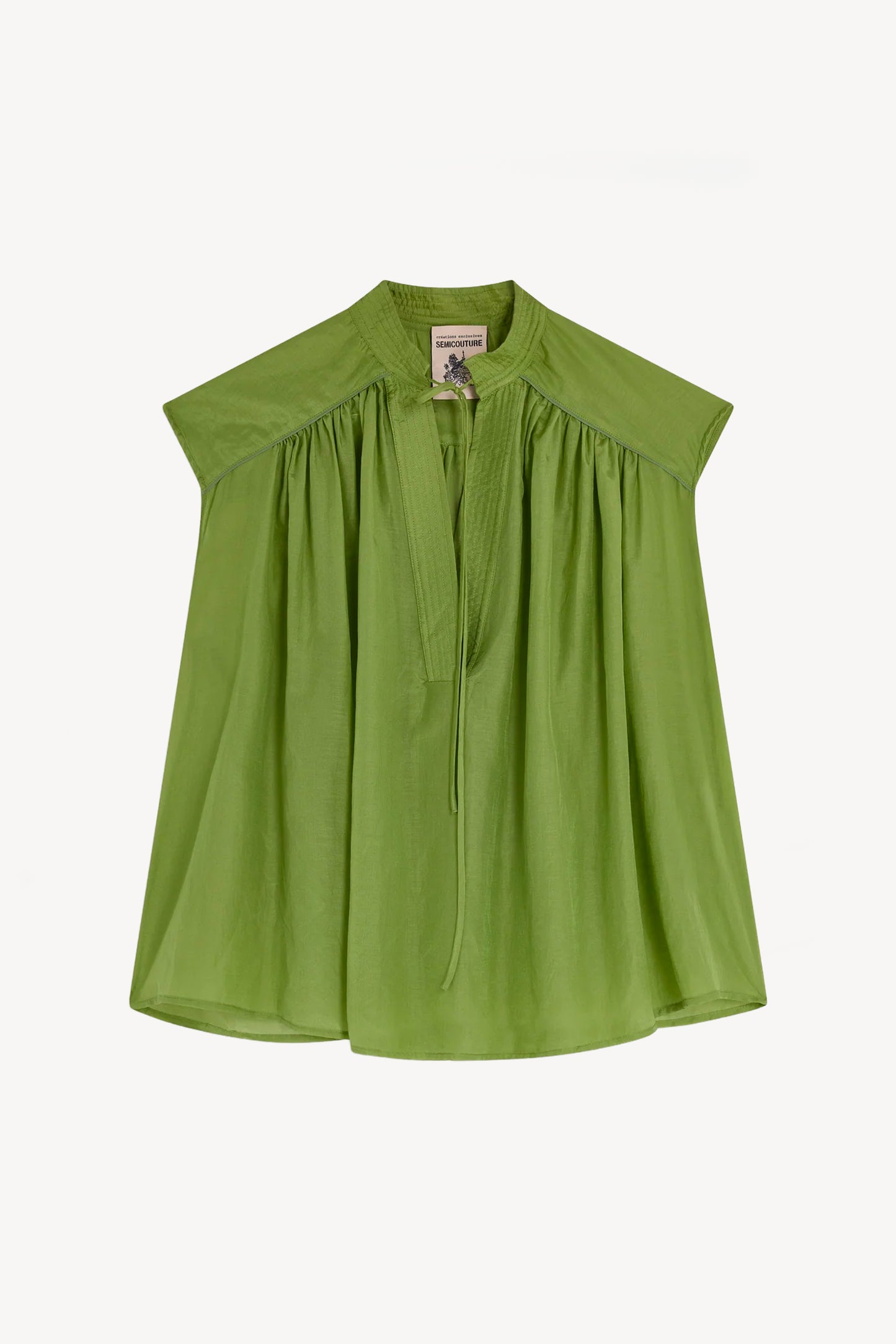 COTTON VEIL & SILK TOP GREEN