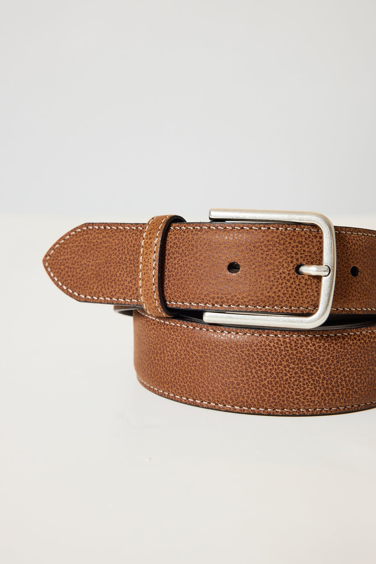 CEINTURE CUIR GRAINÉ COGNAC
