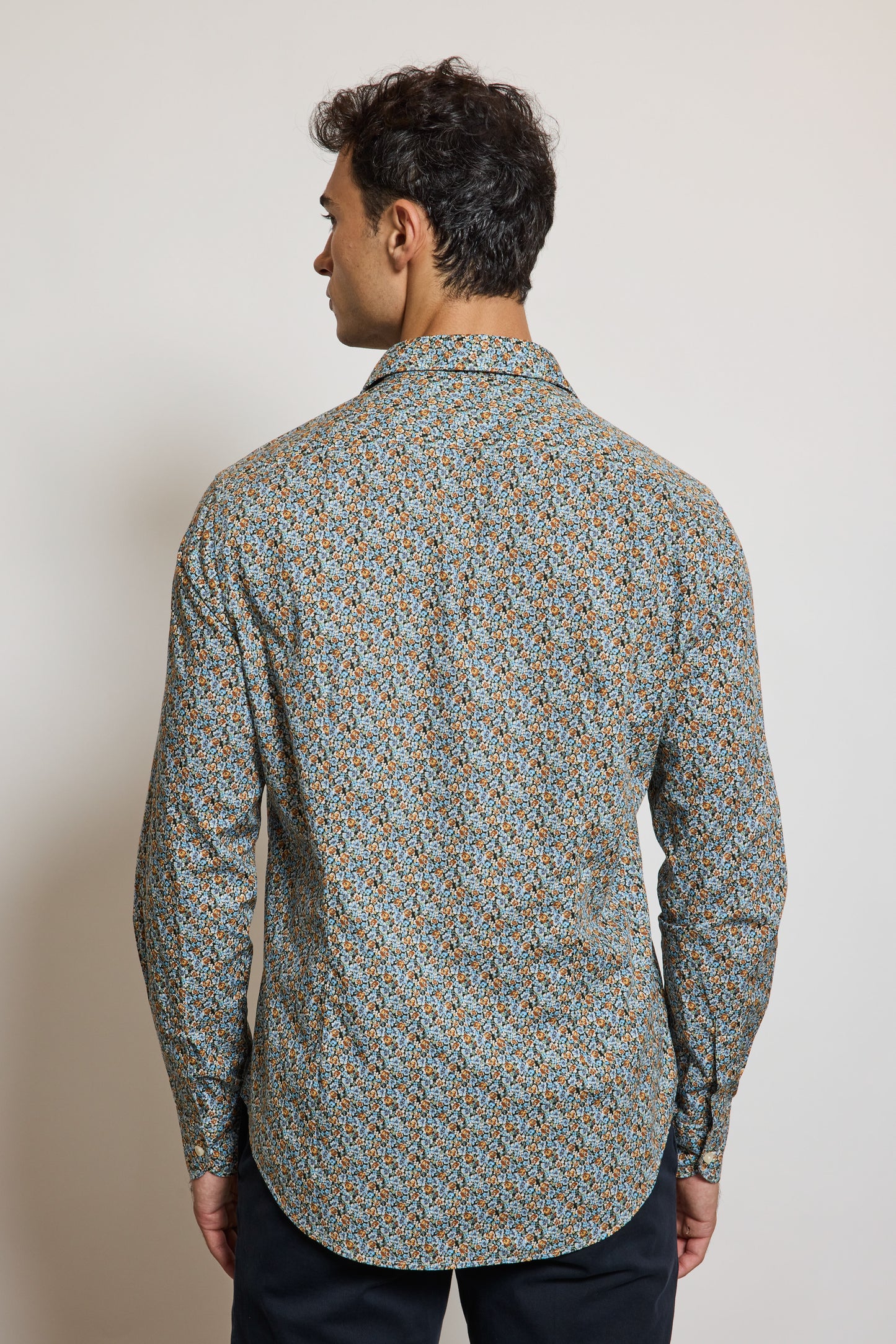 CHEMISE AJUSTÉE MILLEFLEURS MARINE