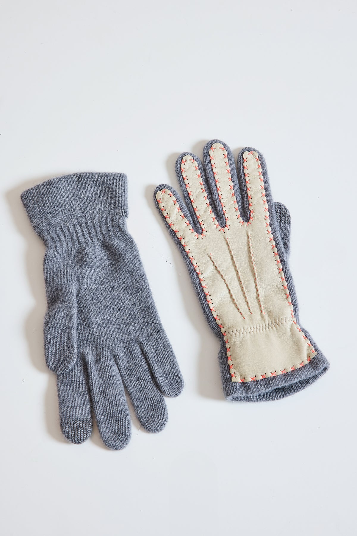 GANTS BI-MATIÈRE GRIS