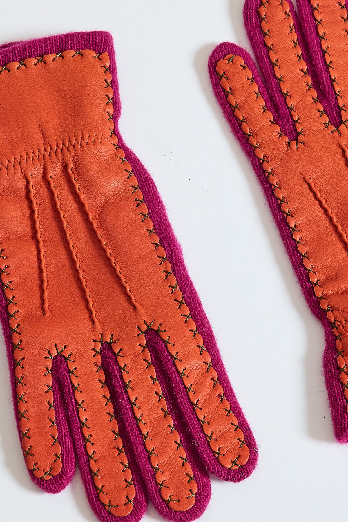 GANTS BI-MATIÈRE ROSE