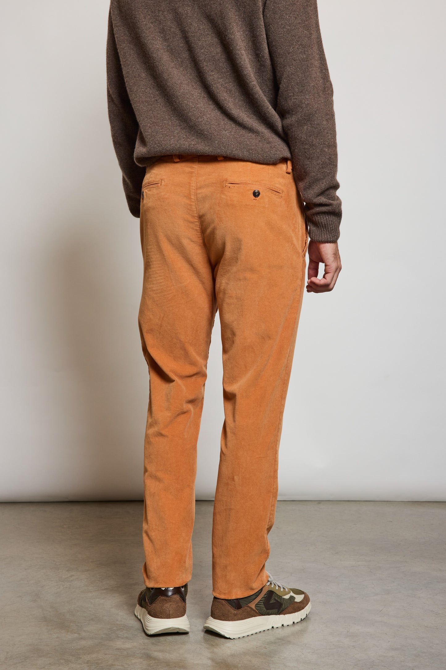PANTALON VELOURS DIAGONALE MANDARINE