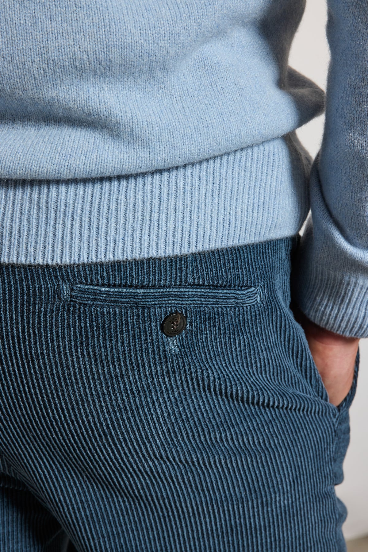 PANTALON VELOURS CÔTELÉ BLEU