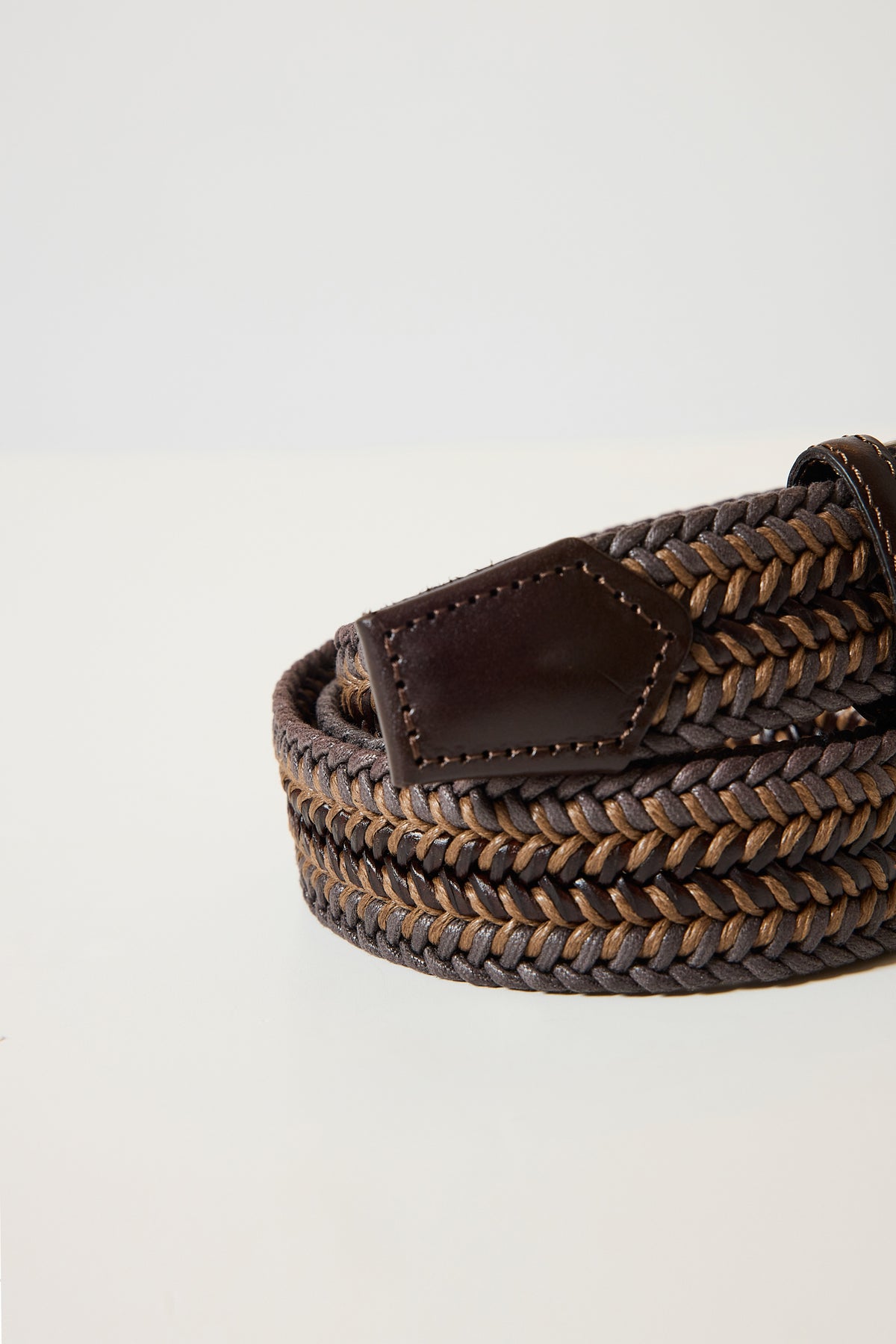 CEINTURE EN CUIR & COTON CHOCOLAT