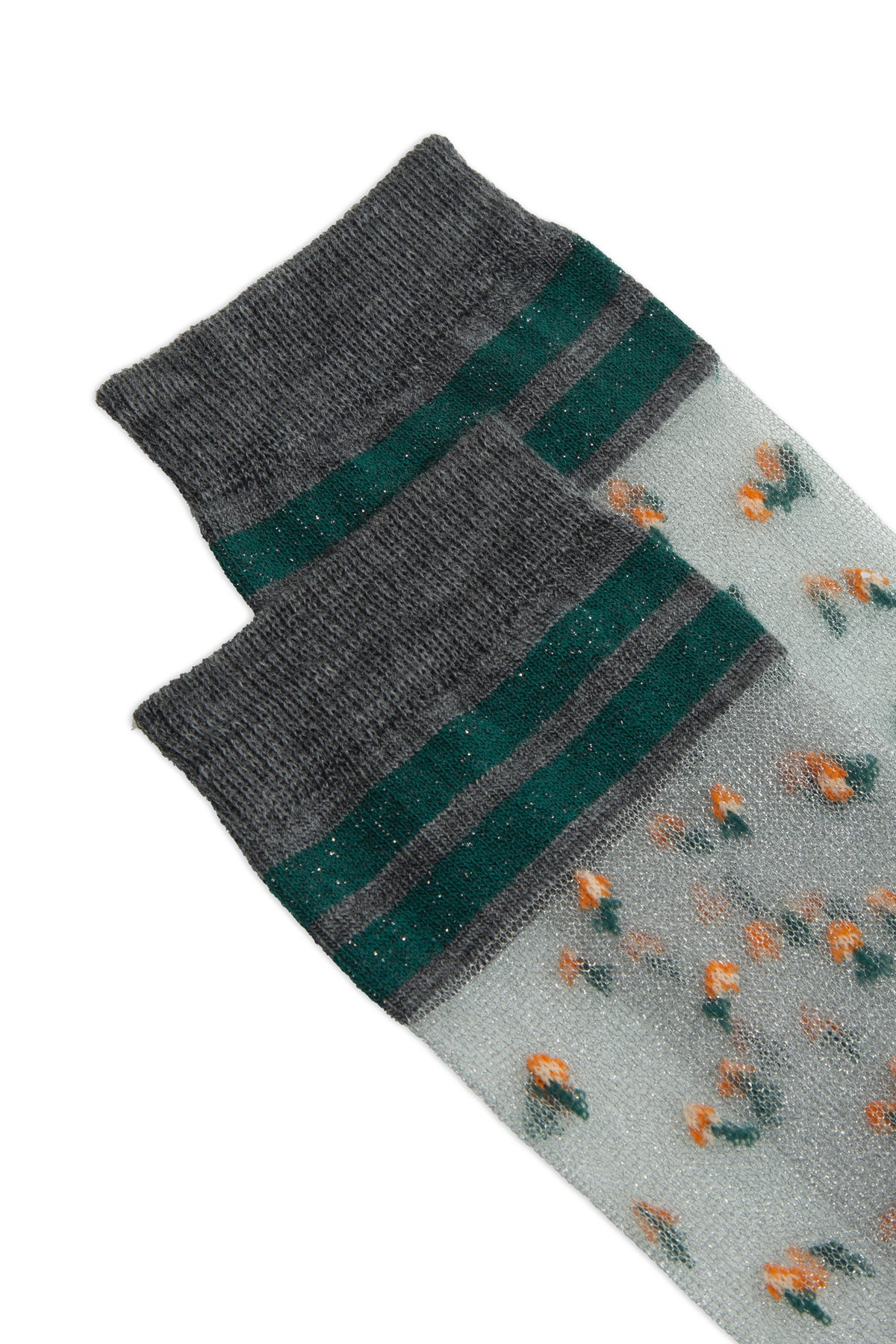 SHEER SOCKS FLOWERS GREY