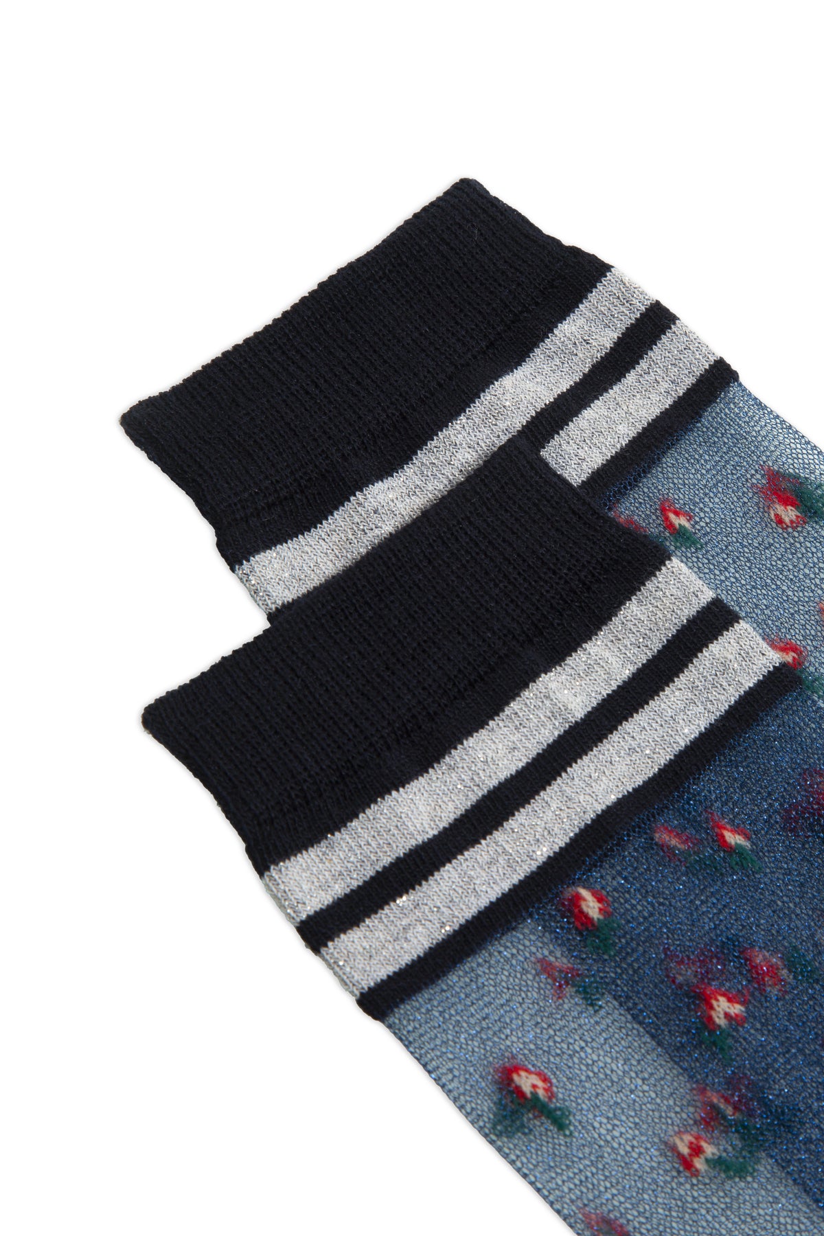SHEER SOCKS FLOWERS NAVY