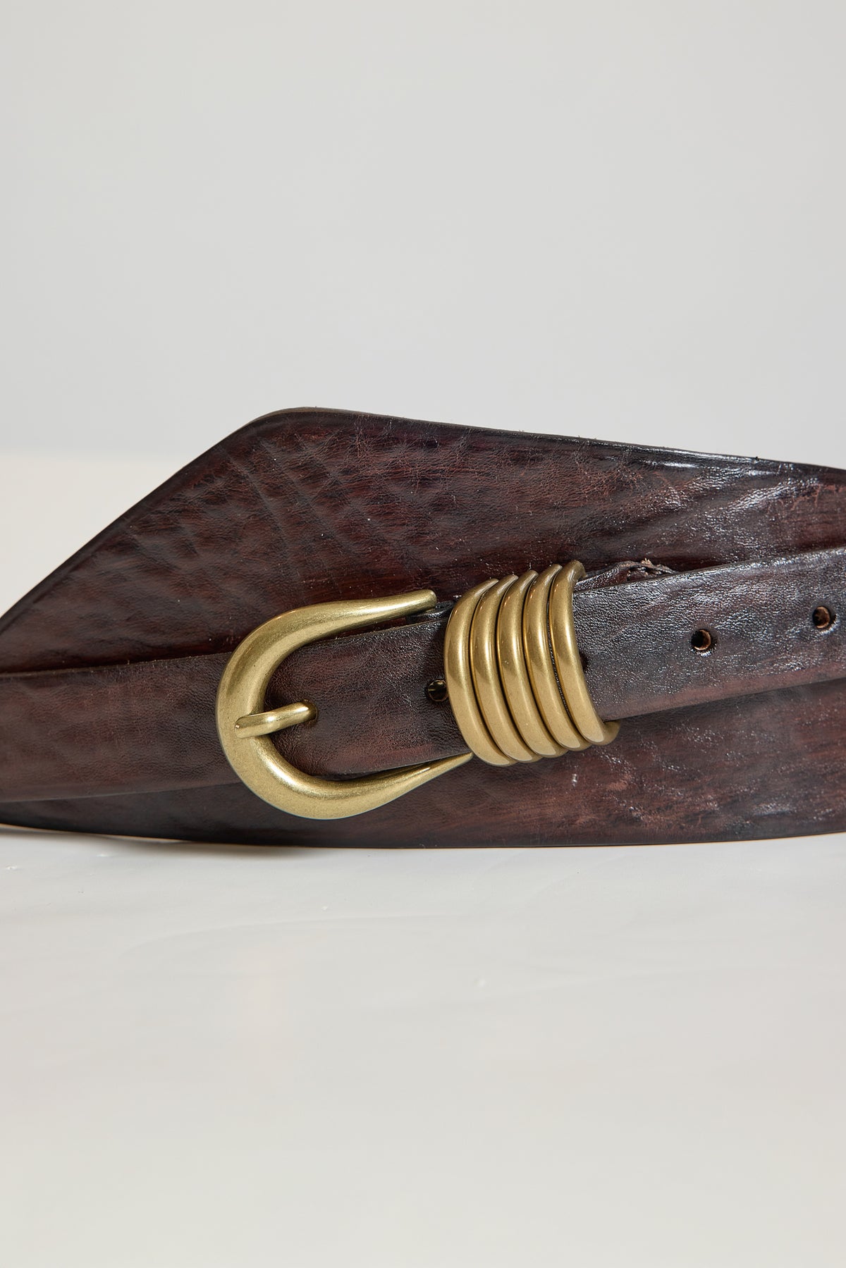 CEINTURE LARGE MULTI BOUCLES CHATAIGNE
