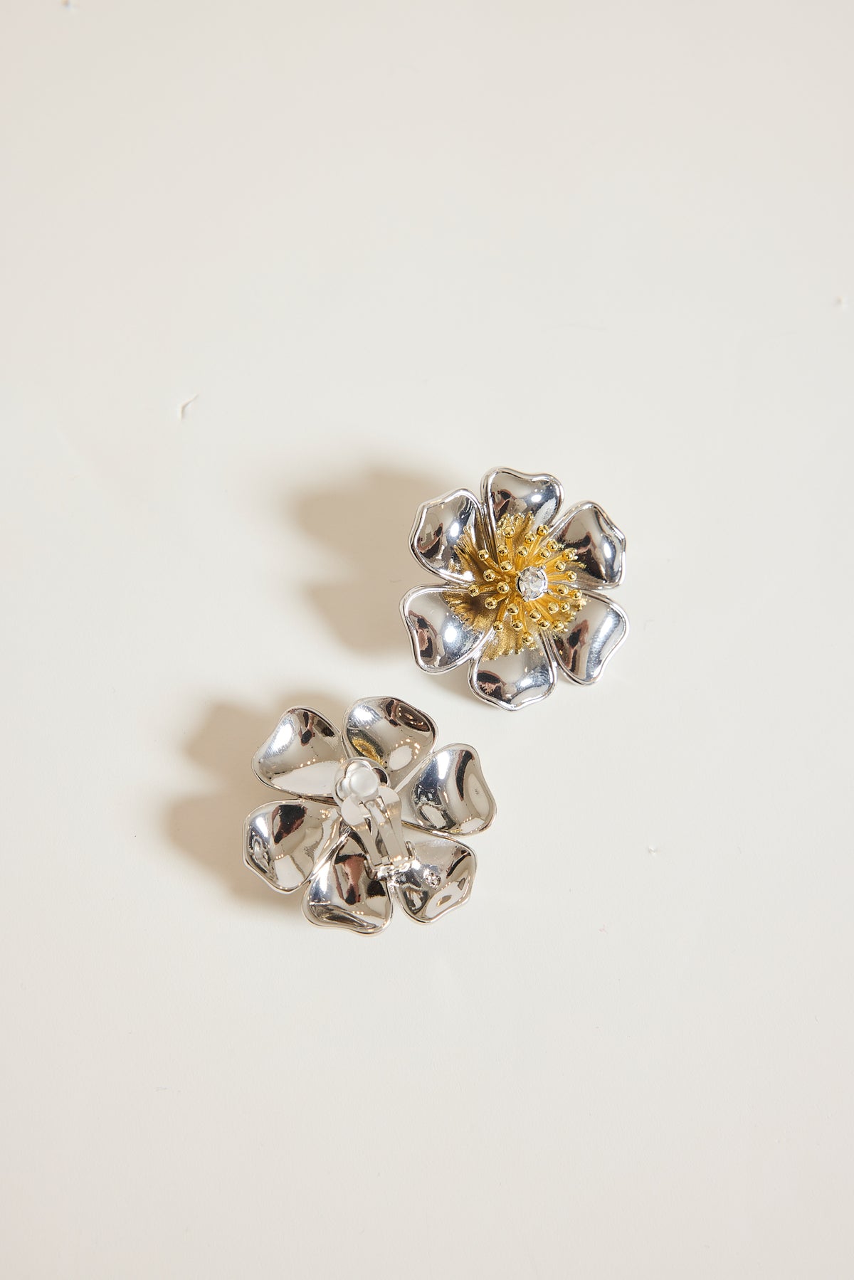 BOUCLE D'OREILLE FLEURS CLIP ARGENT