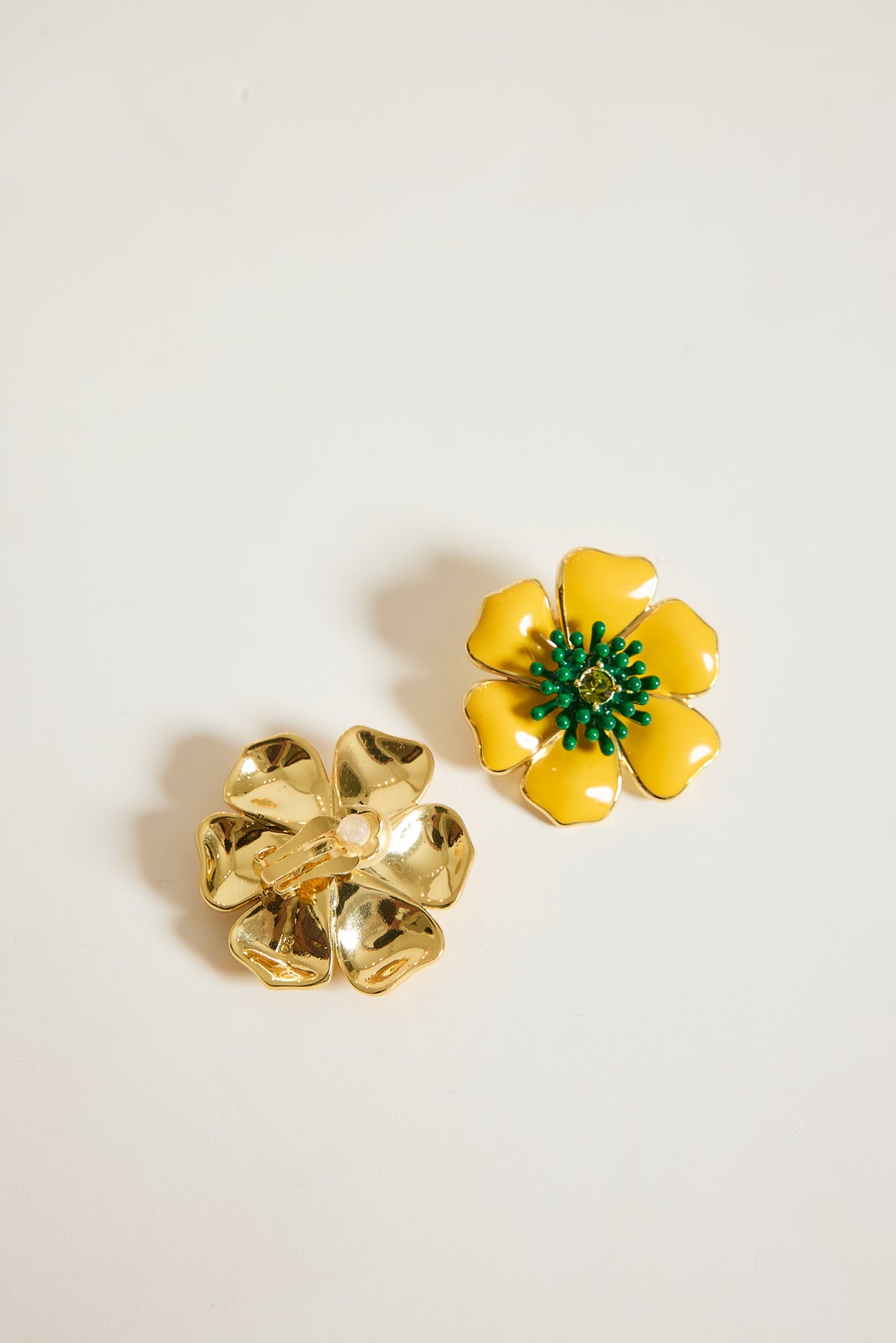 BOUCLE D'OREILLE FLEURS CLIP JAUNE