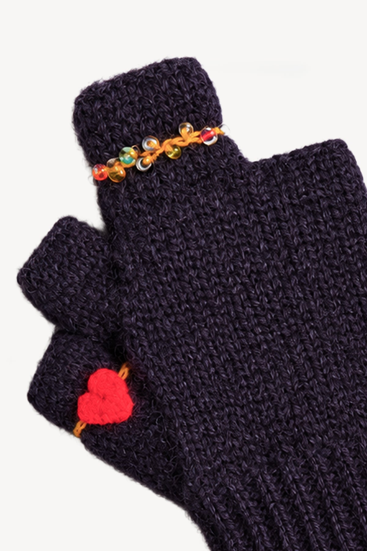 EMBROIDERED RINGS MITTENS NAVY