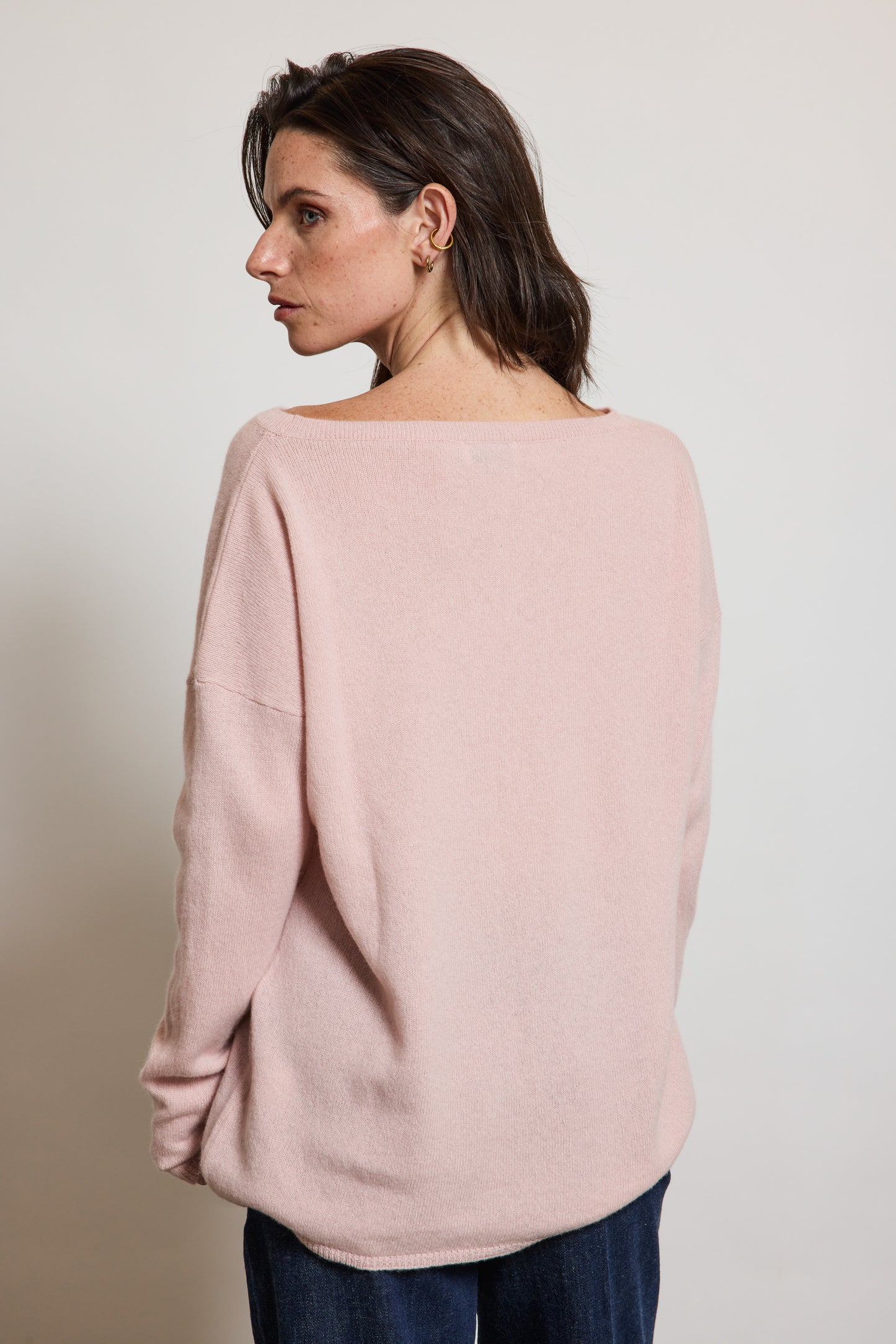 CACHEMIRE COL BATEAU ROSE