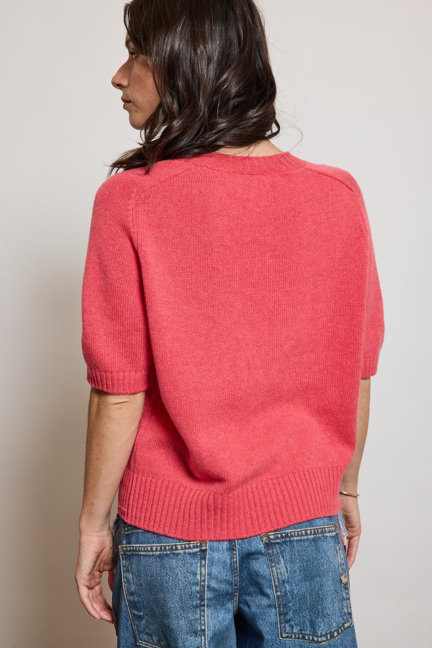 T-SHIRT EN CACHEMIRE CORAIL