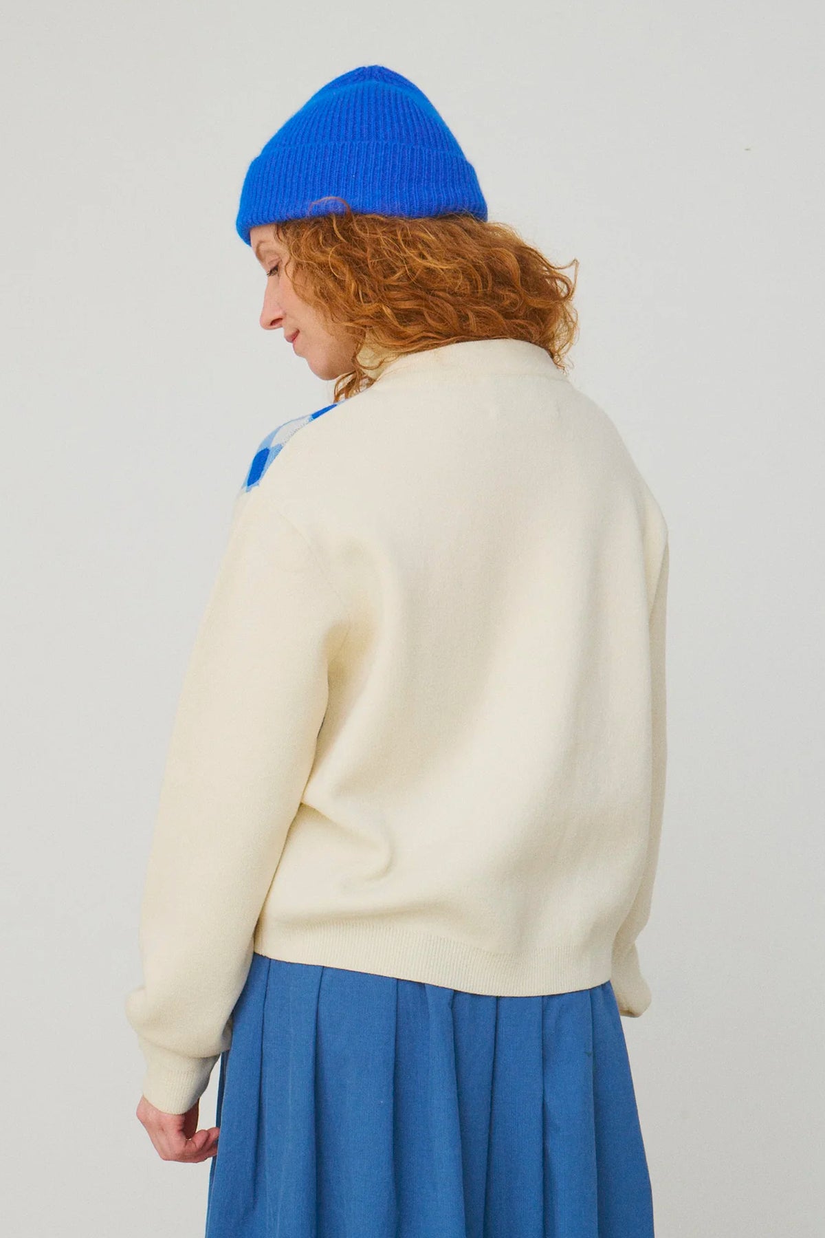 CARDIGAN VICHY BLEU