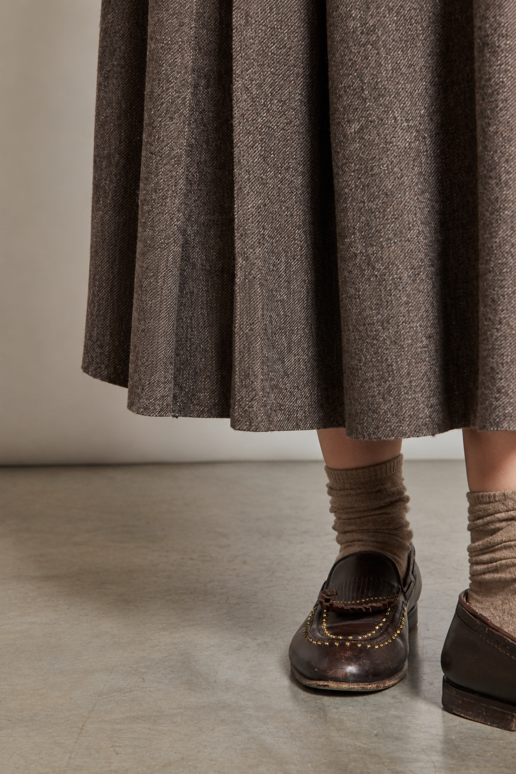 FLANNEL SKIRT TAUPE