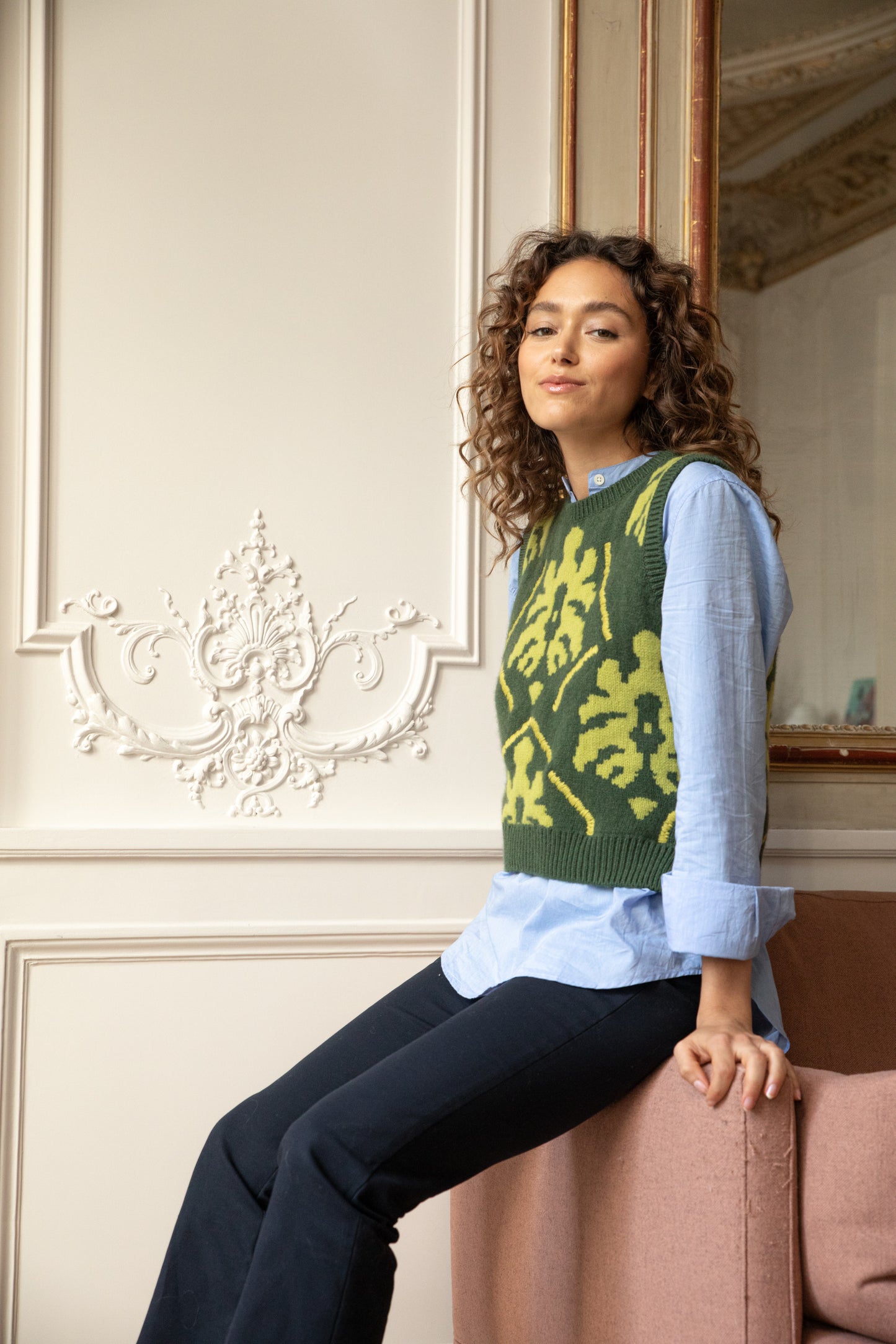 JACQUARD LAINE ET CACHEMIRE KAKI