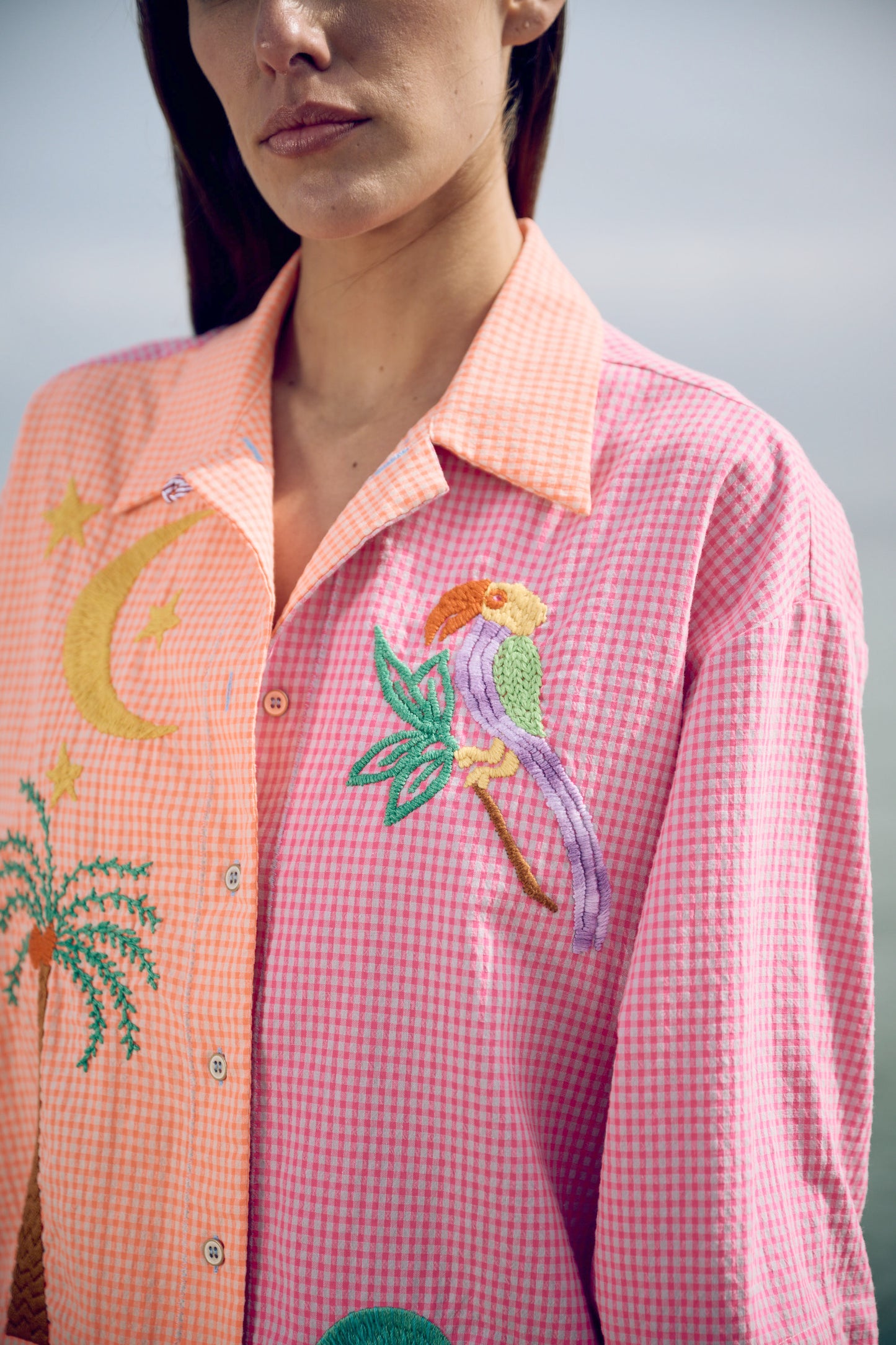 EMBROIDERED SHIRT TWO-COLOURED