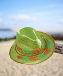 FEATHER EMBROIDERED HAT GREEN