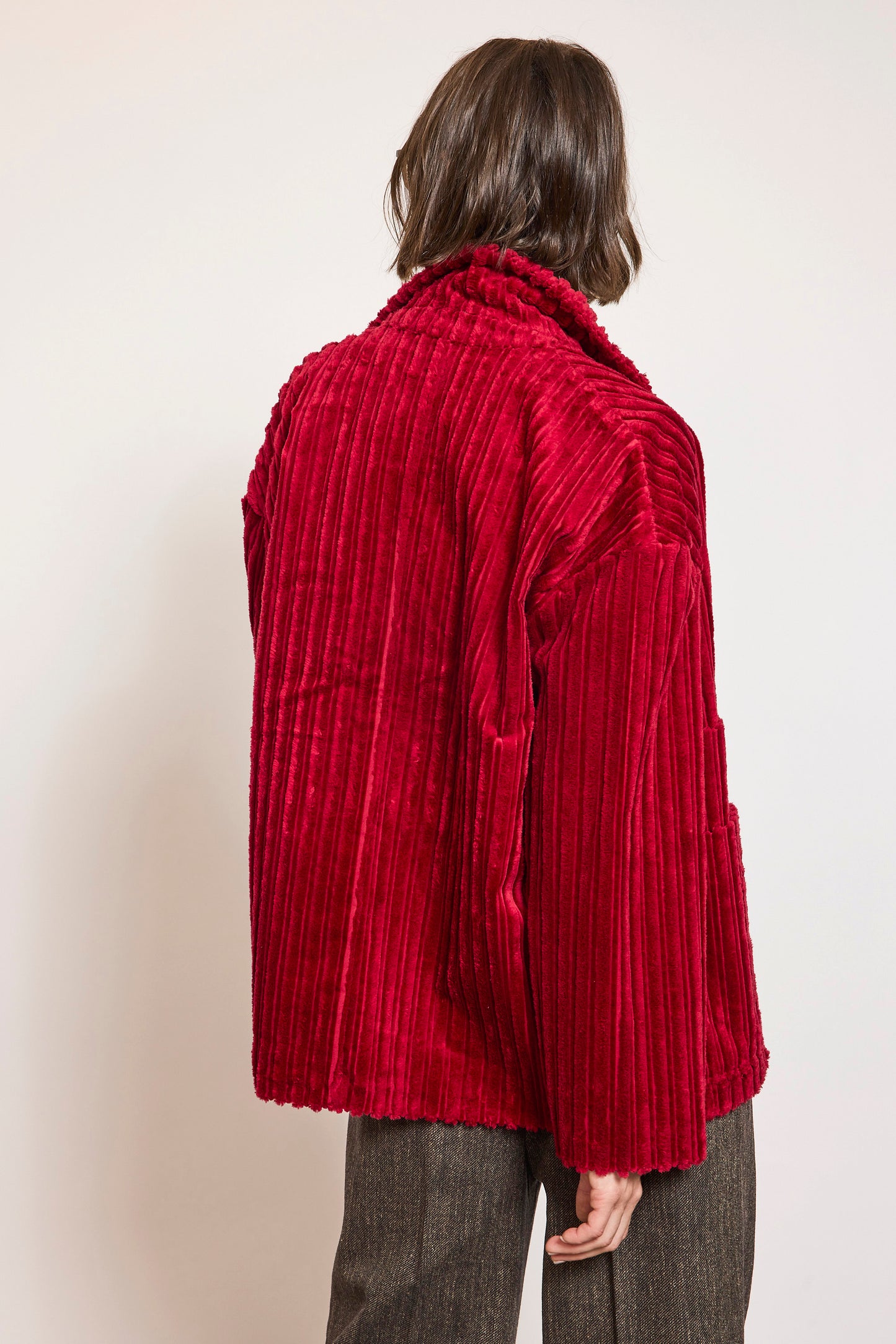 CABAN MAXI VELOURS FRAISE