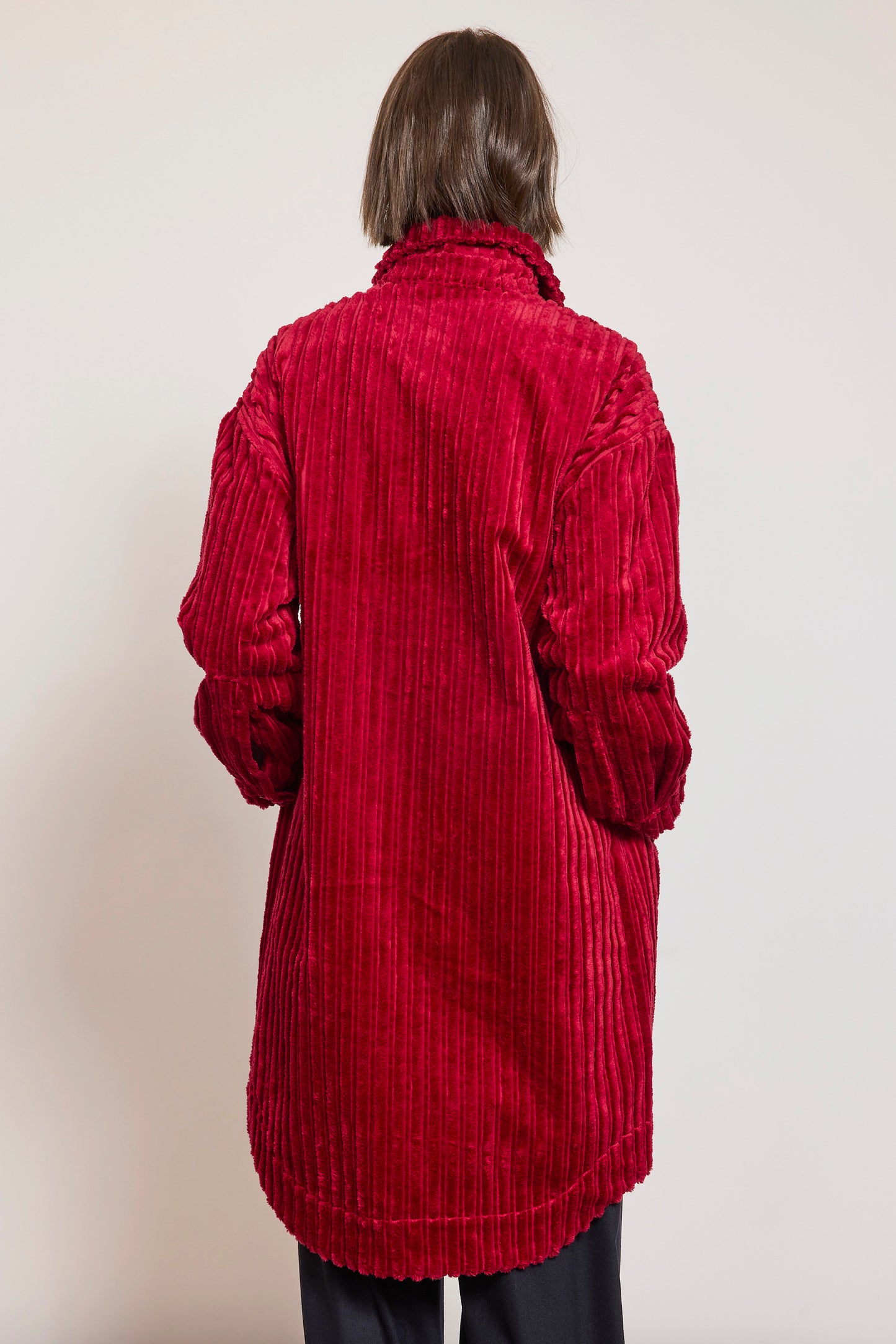 SURCHEMISE MAXI VELOURS FRAISE