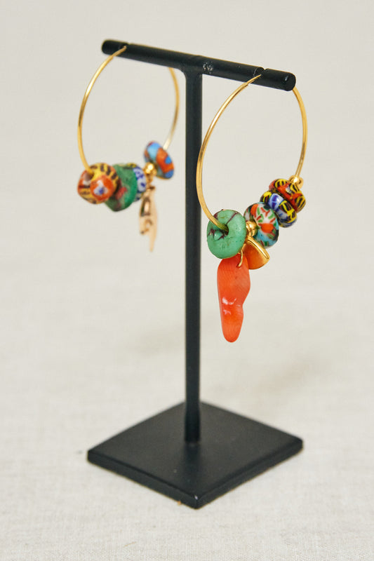EARRINGS WITH CHARMS MULTICOLORED