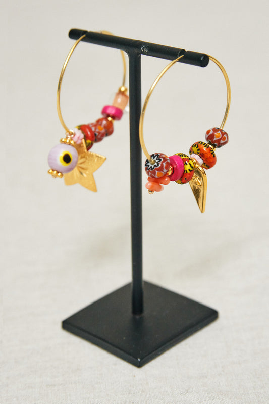 EARRINGS WITH CHARMS PINK