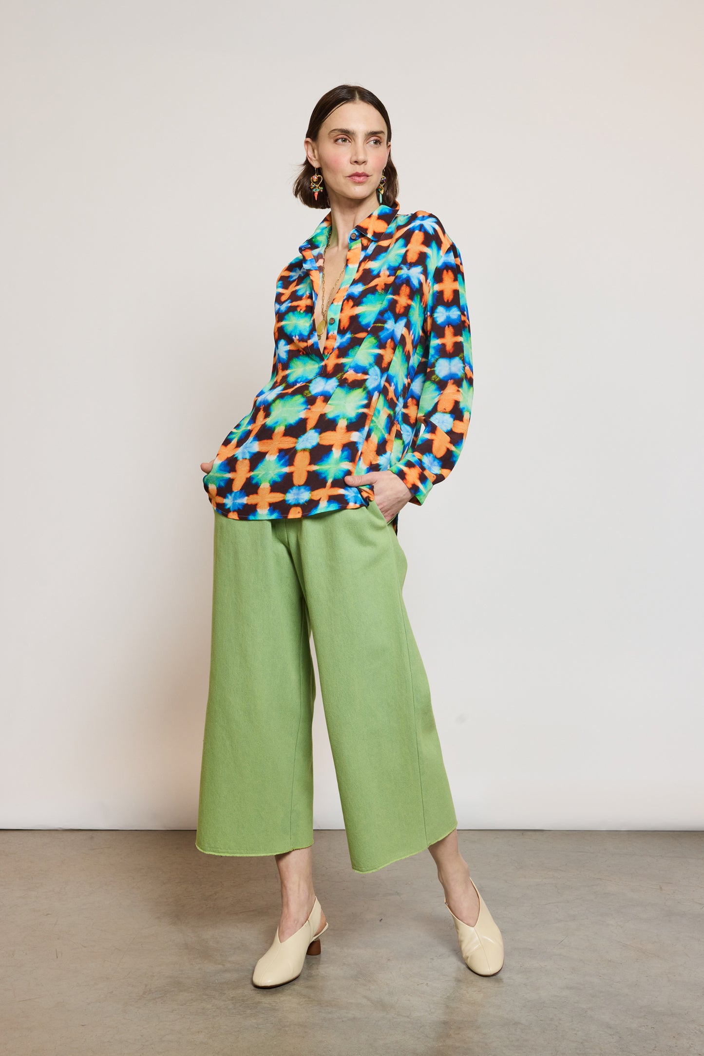 CREPE SILK SHIRT BLUE