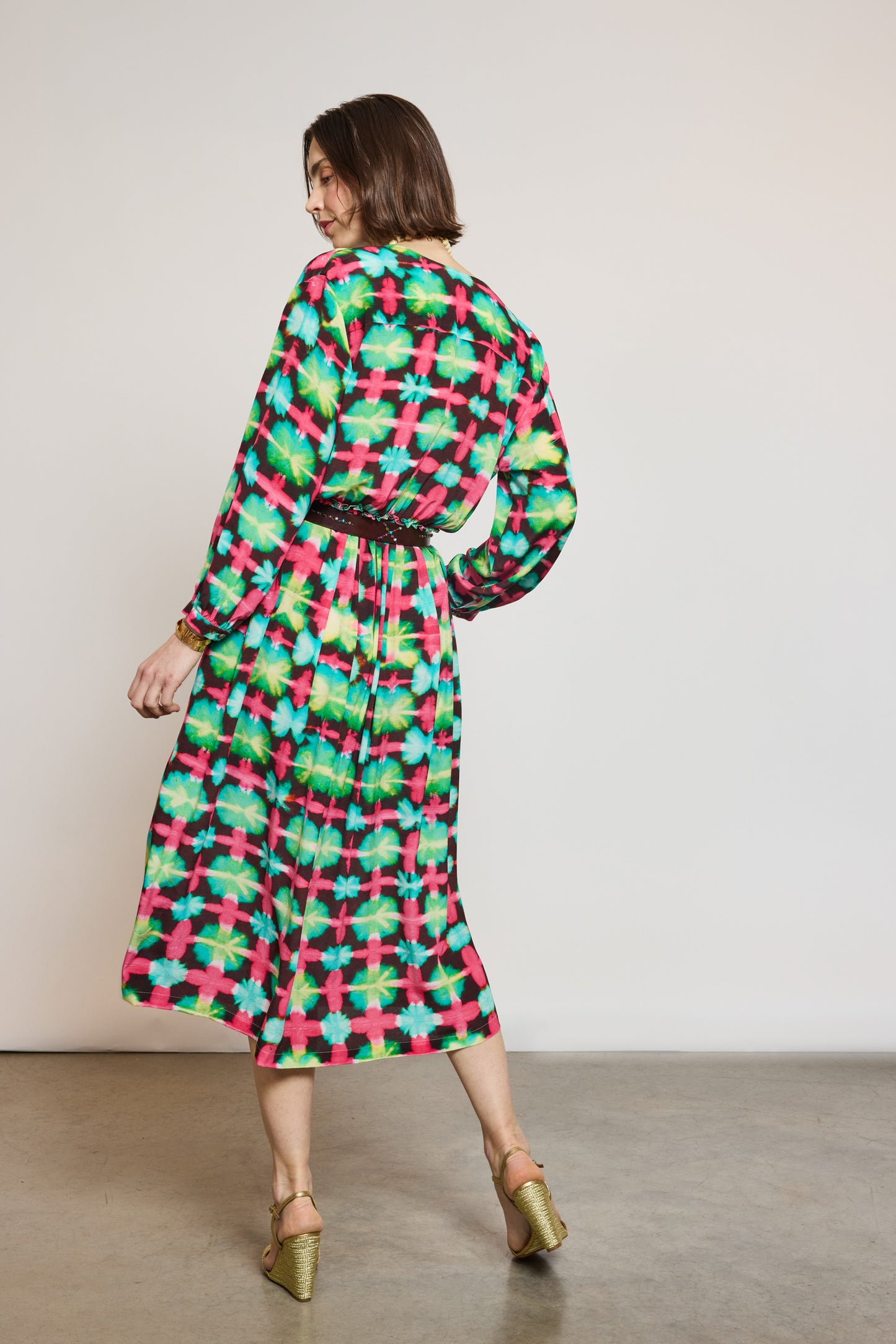 ROBE EN CRÊPE DE CHINE ROSE