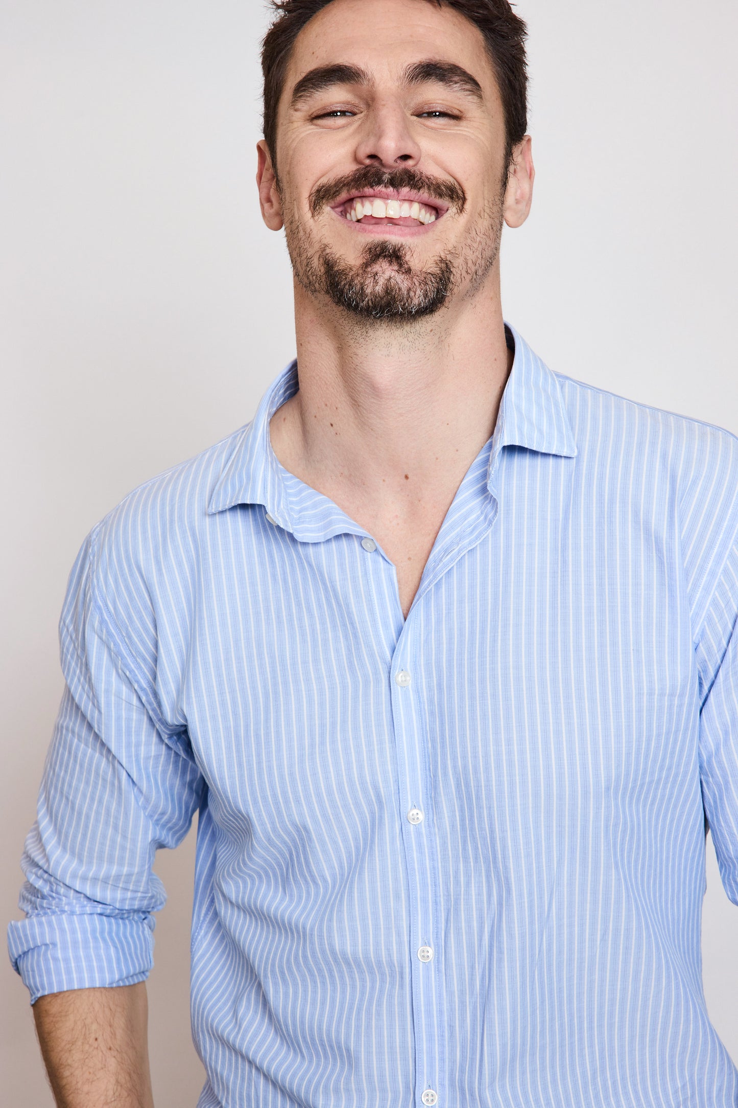 CHEMISE CINTRÉE VOILE DE COTON RAYÉE BLEUE