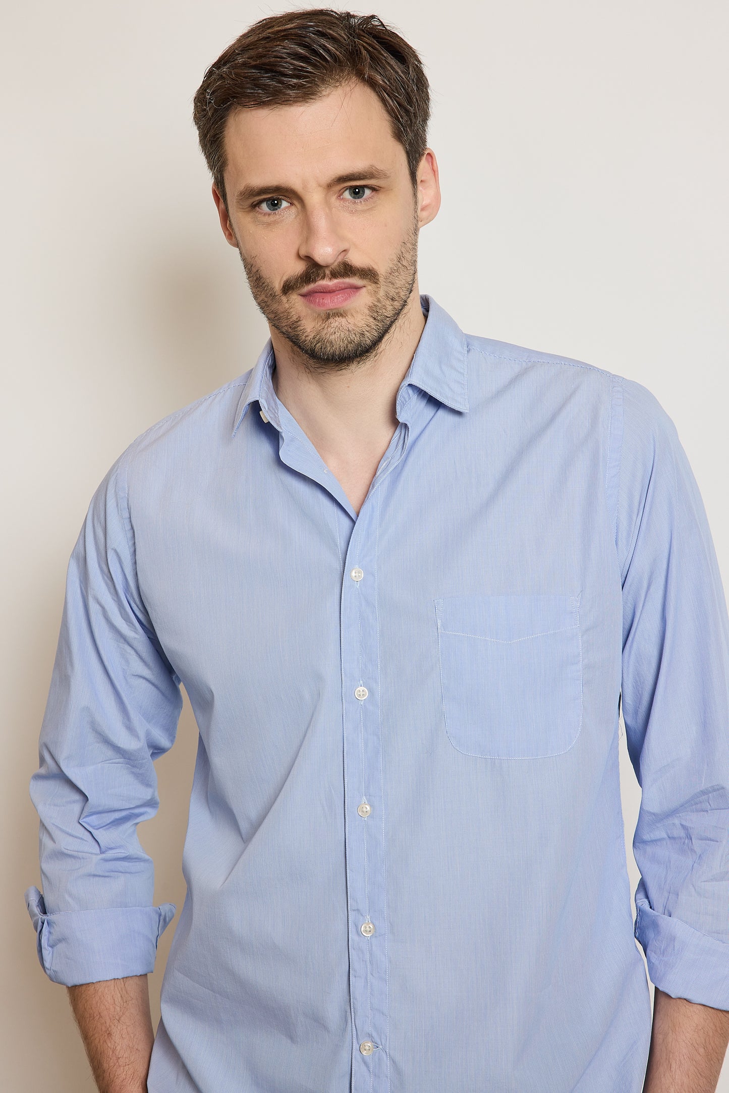 CHEMISE DROITE RAYÉE BLEUE