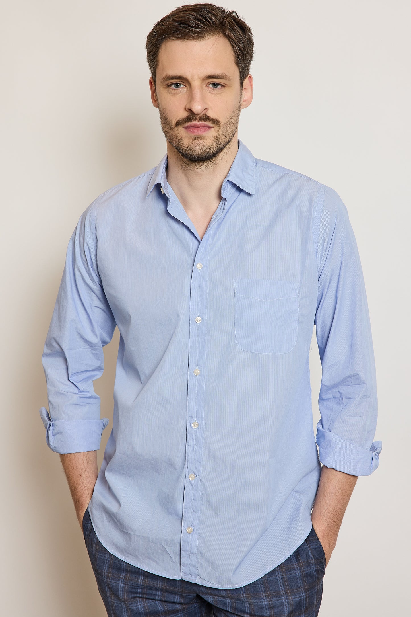 CHEMISE DROITE RAYÉE BLEUE
