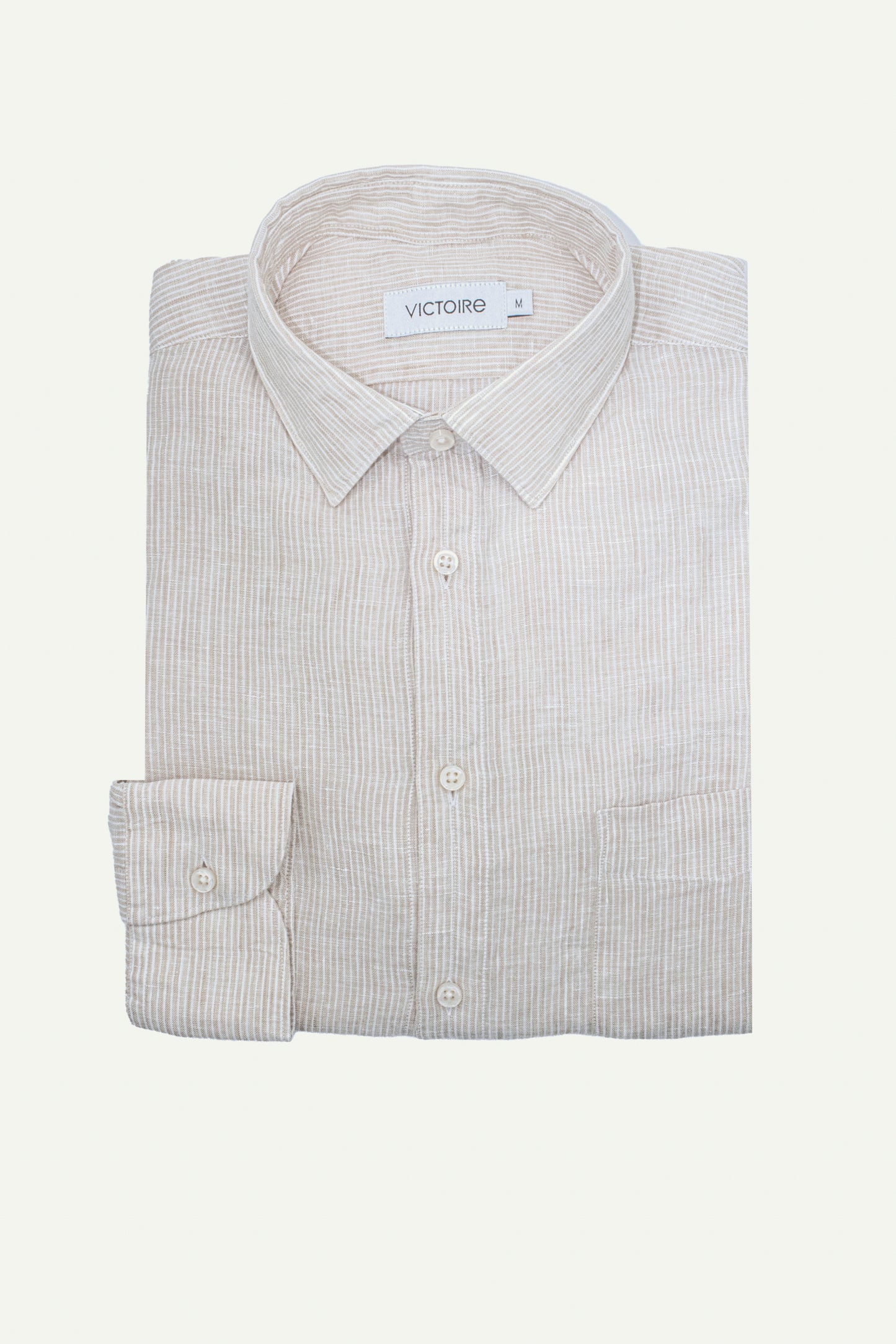LIN CHEMISE DROITE RAYURES BEIGE