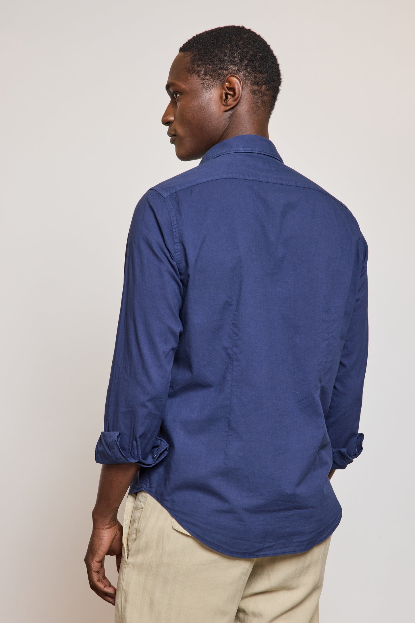 CHEMISE AJUSTÉE VOILE DE COTON MARINE