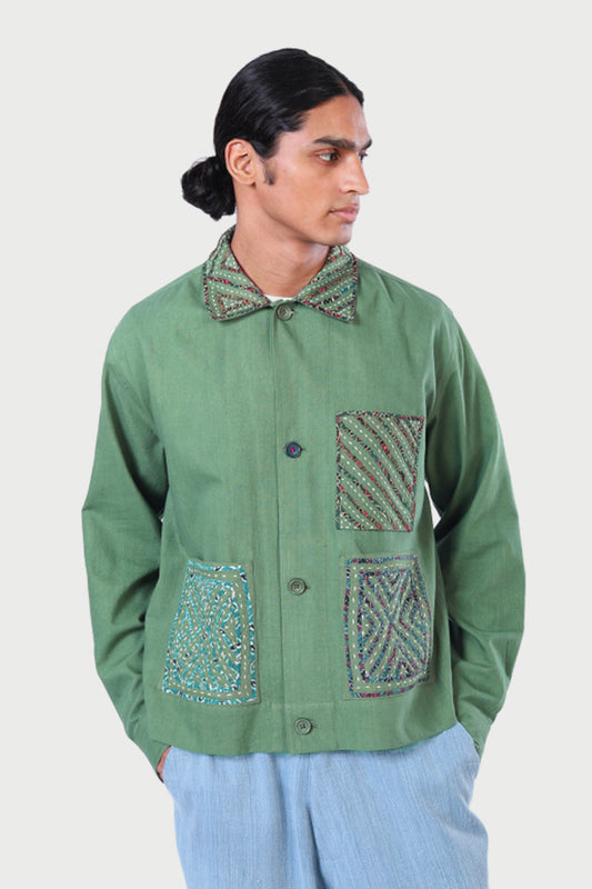 BLOUSON MOSAIQUE KAKI