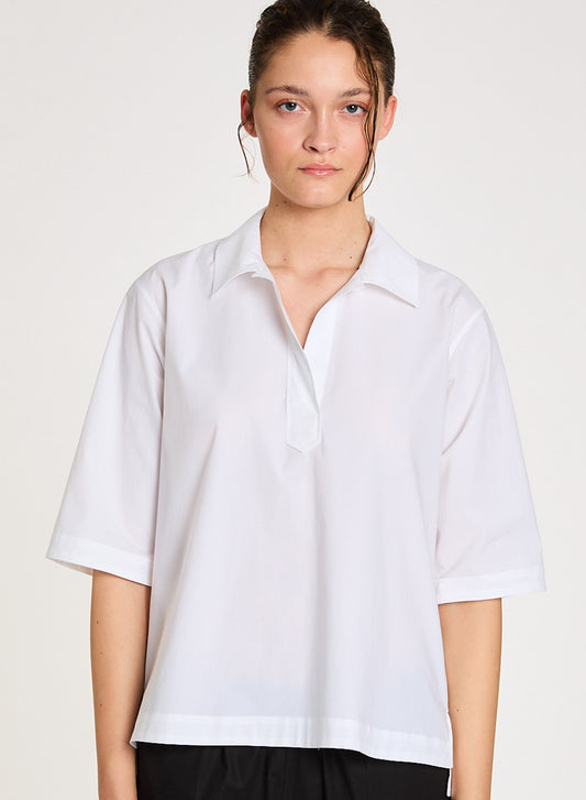 POLO EN POPELINE BLANC