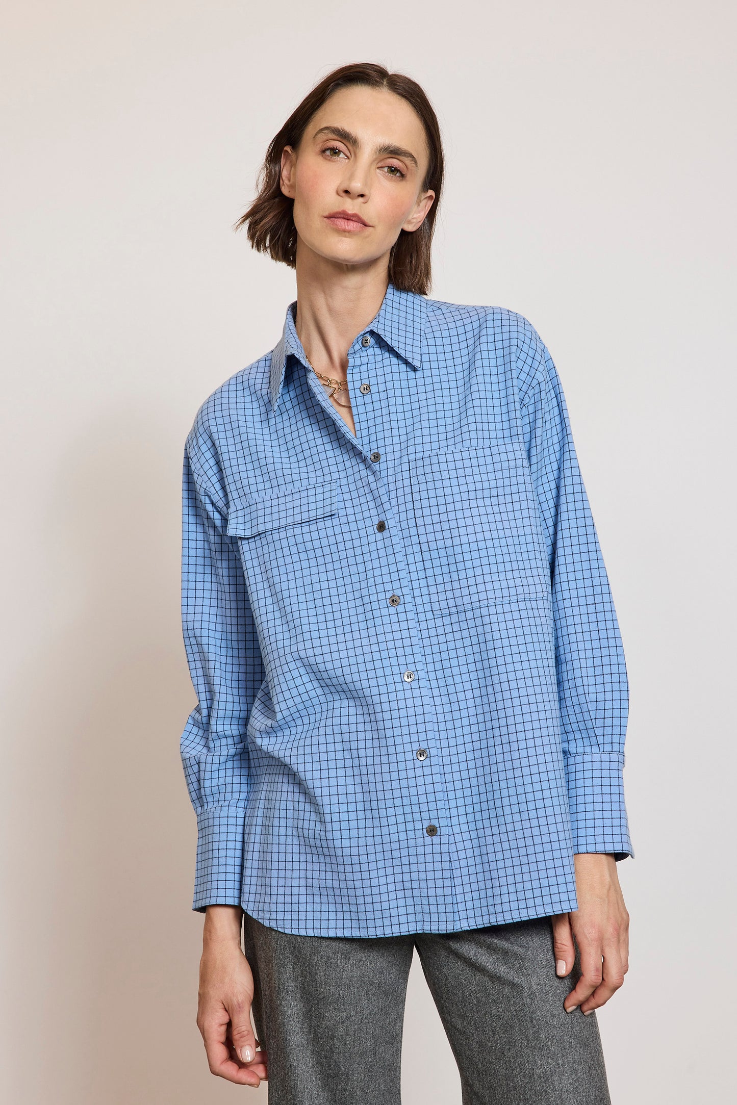 CHEMISE POCHES OVERSIZE CARREAUX